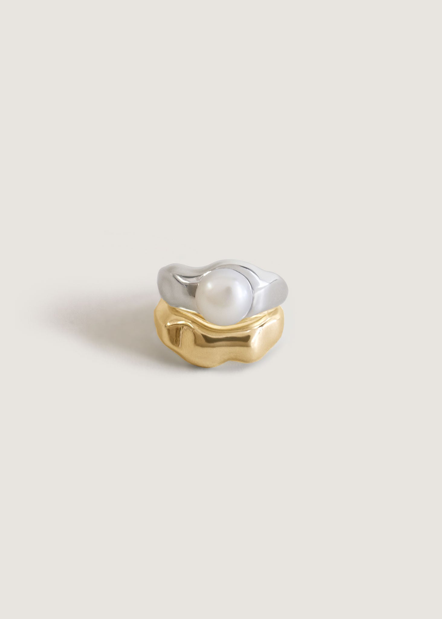 Edith Pearl Ring Stack Gold & Silver