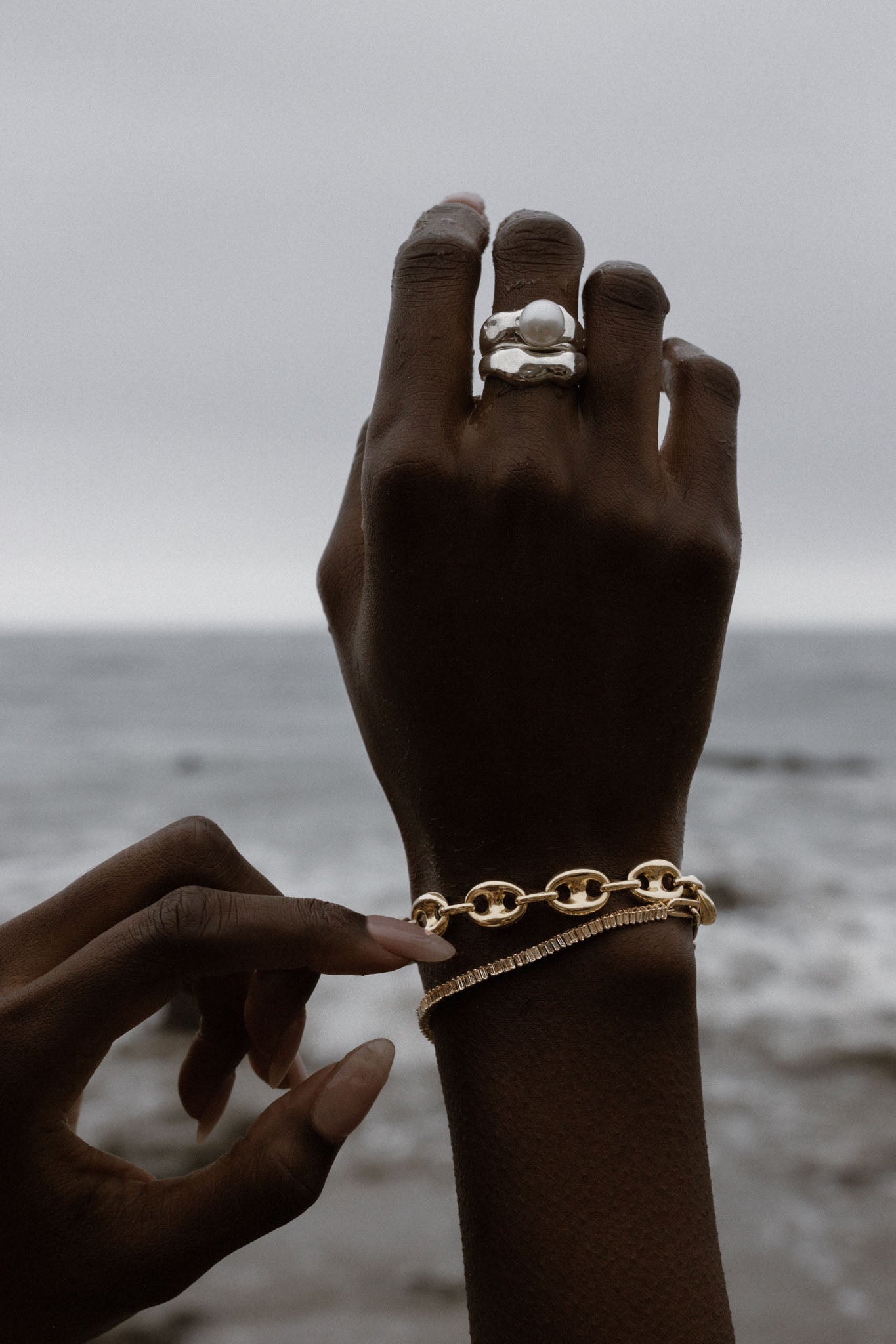 Edith Pearl Ring Stack Silver