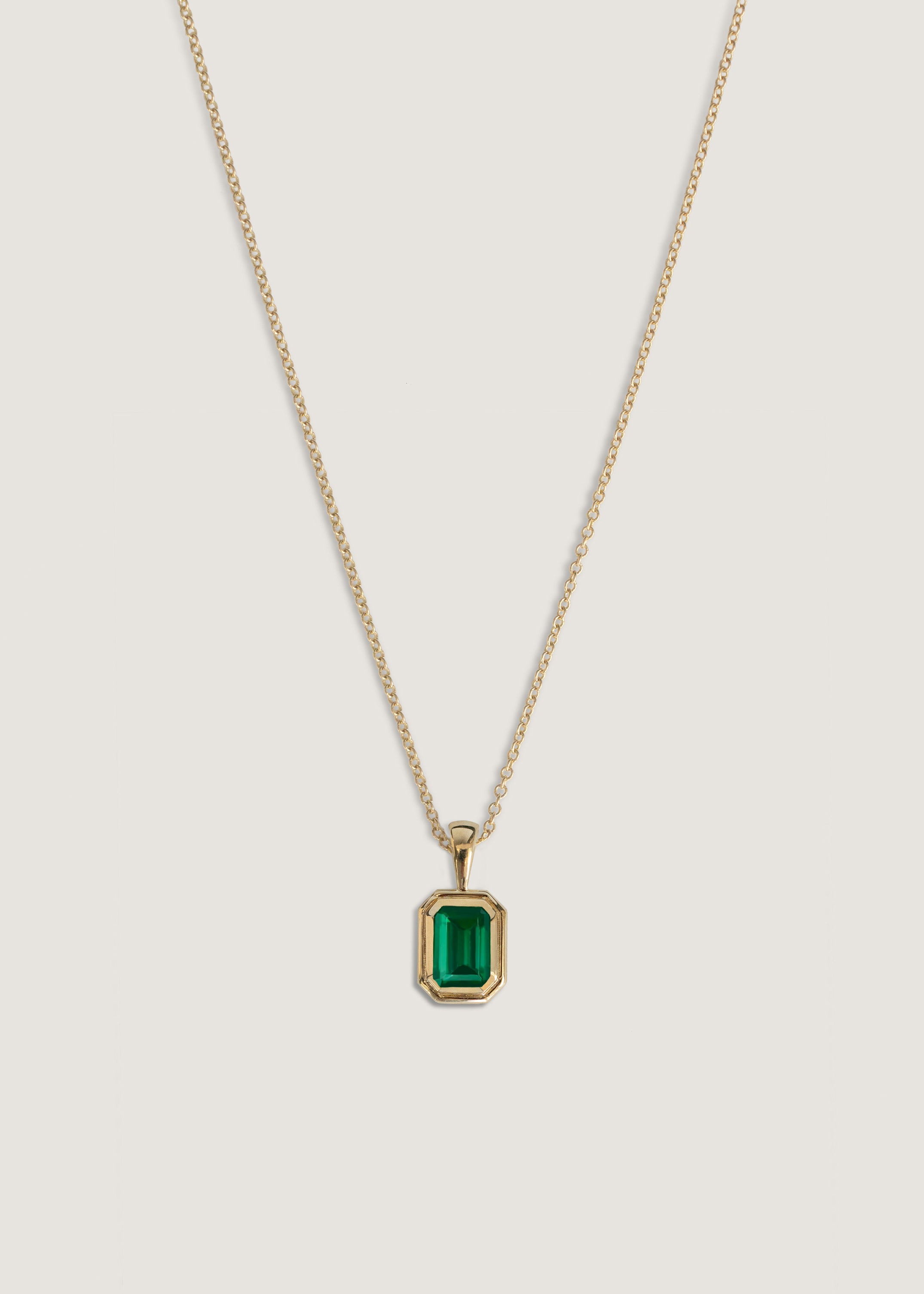 alt="Brooklyn Baguette Pendant Emerald"