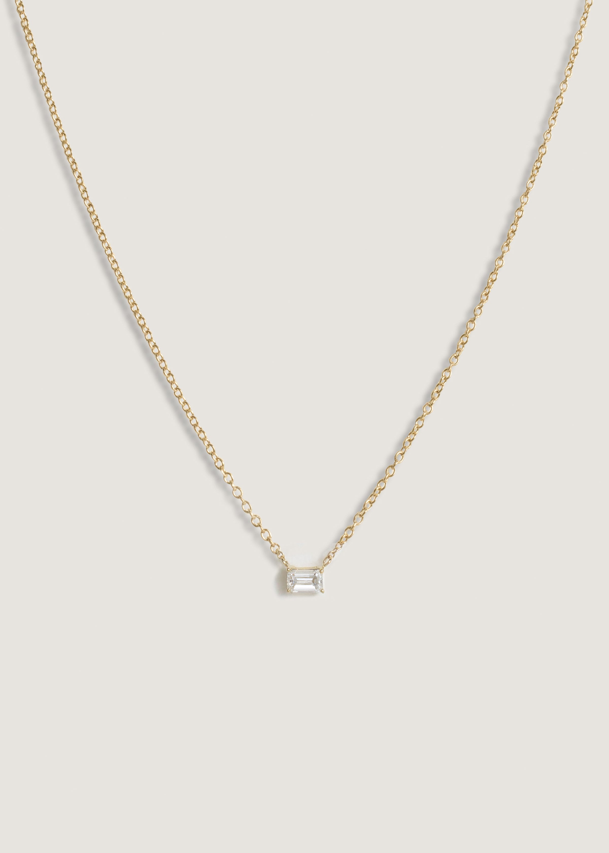 Solitaire Floating Emerald Diamond Necklace