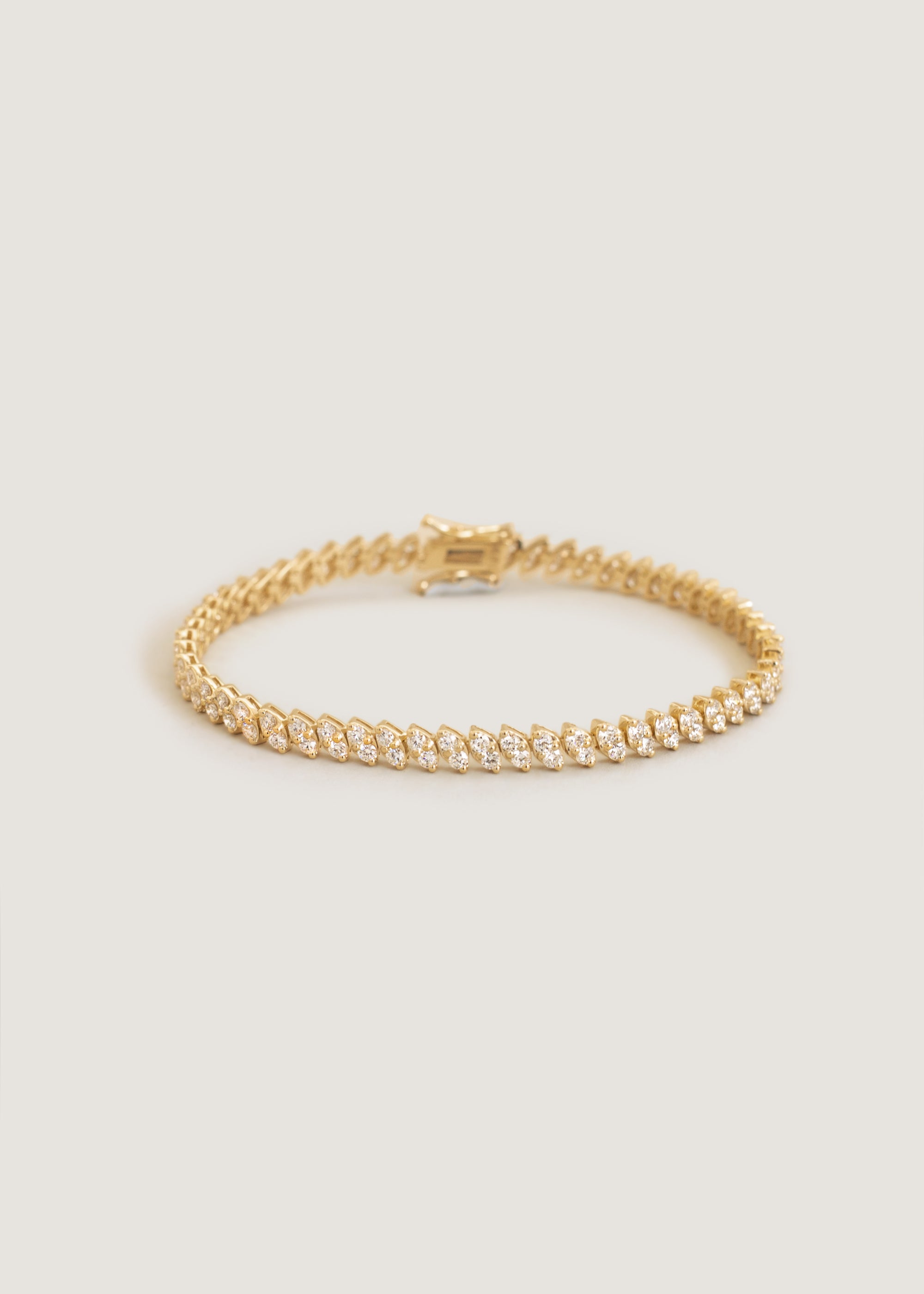 Kinn 14k Gold Sofia Round Diamond Marquise Shaped Tennis Bracelet