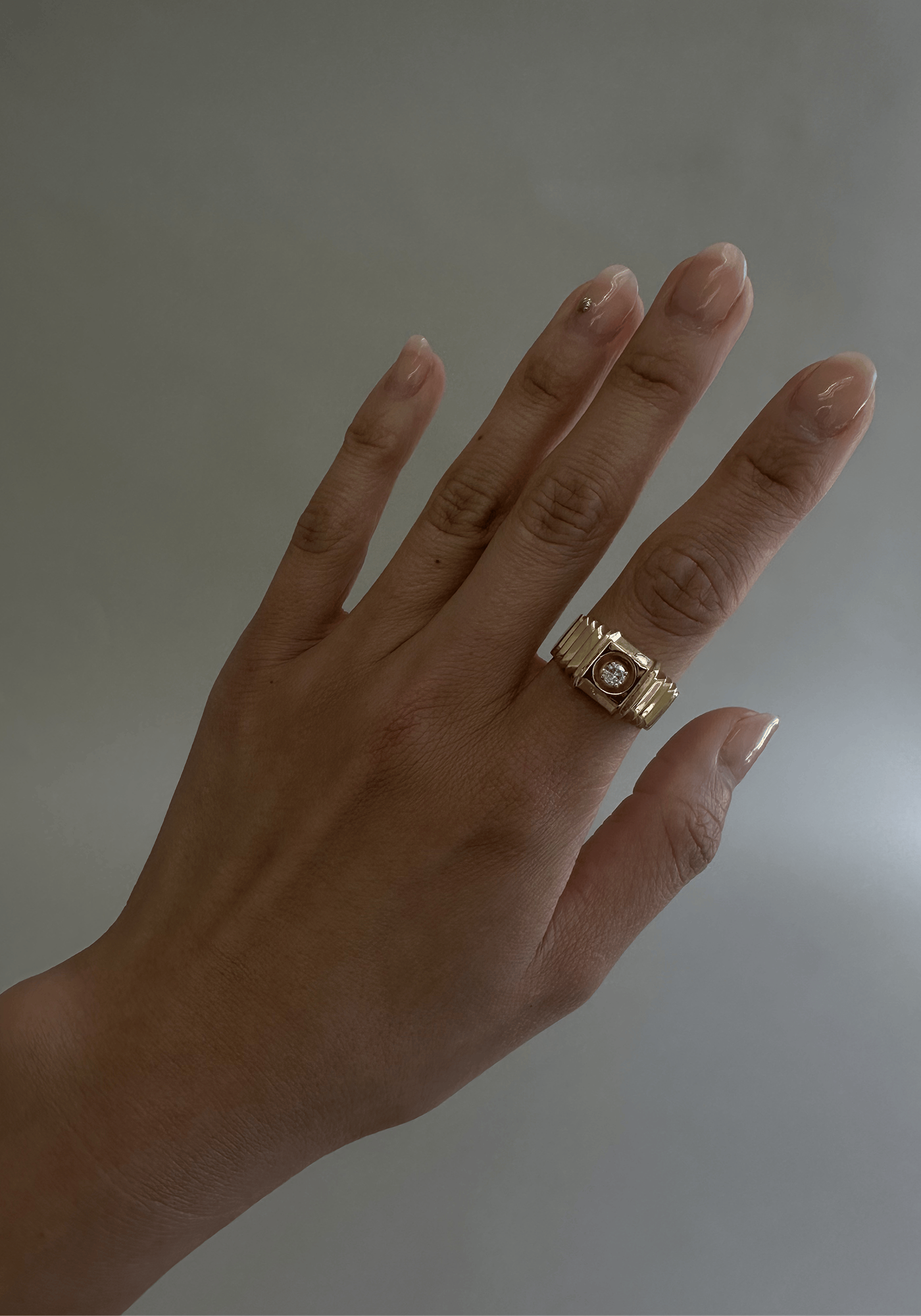 Vintage Art Deco Steps 14k Diamond Ring
