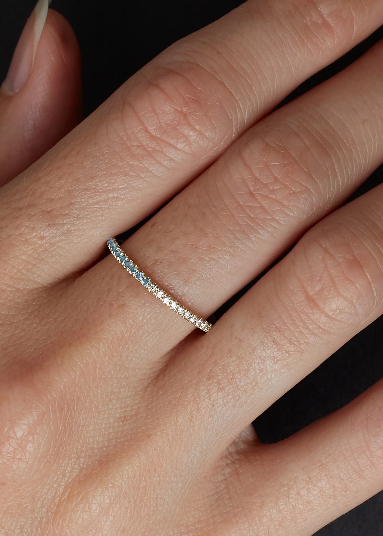 Two In One Pavé Birthstone Ring Aquamarine
