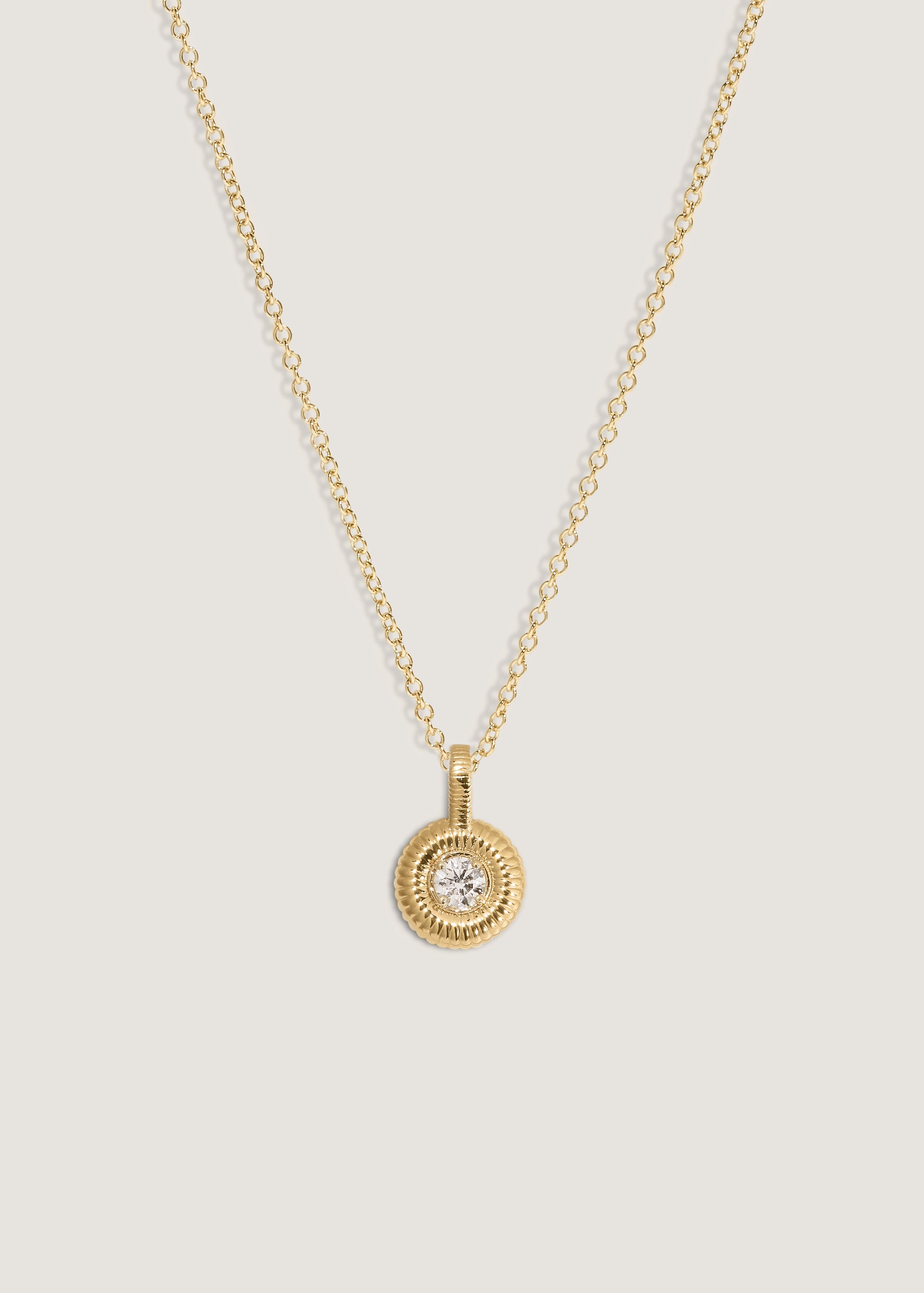 Delphine Ribbed Pendant Diamond Necklace
