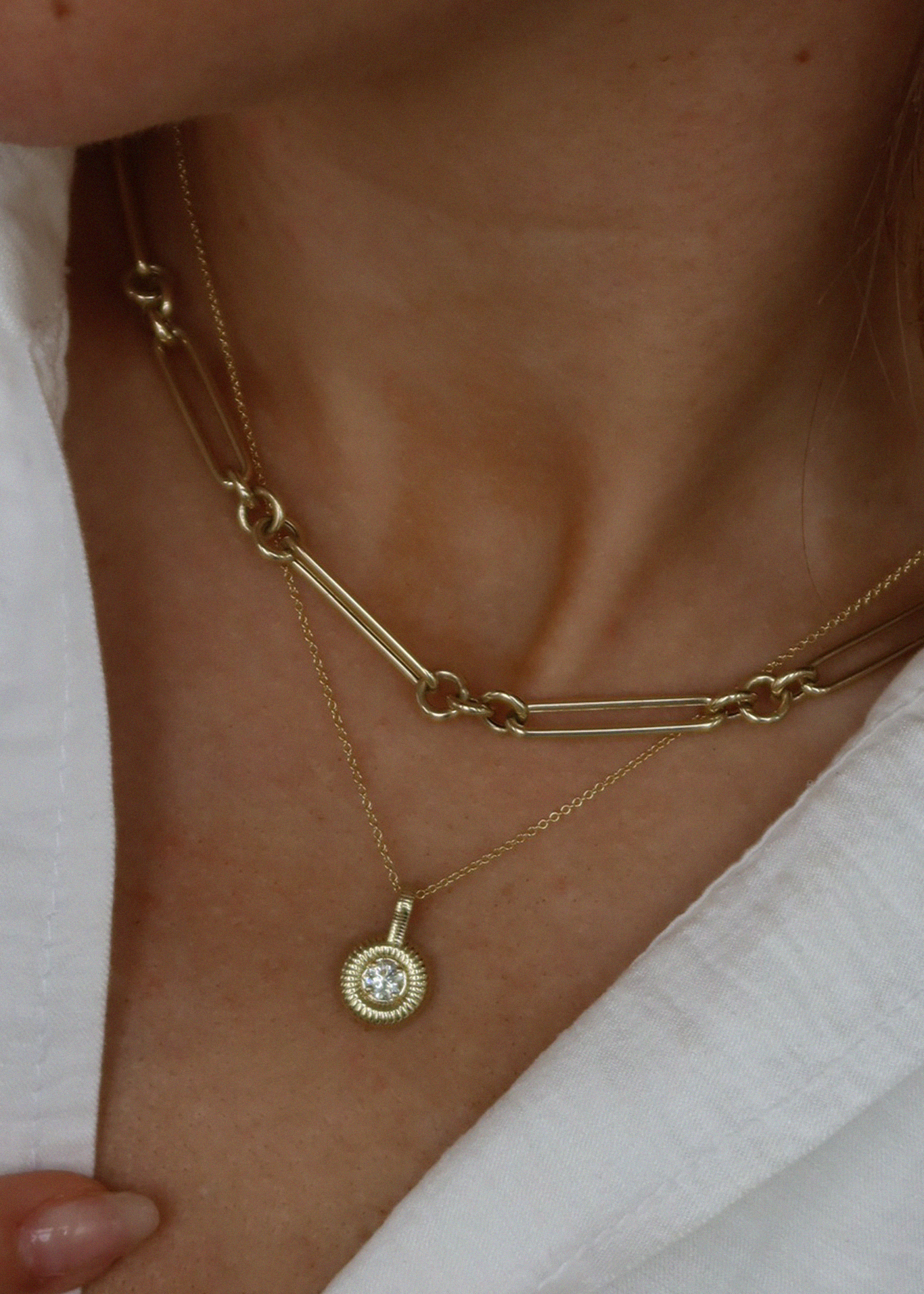 Delphine Ribbed Pendant Diamond