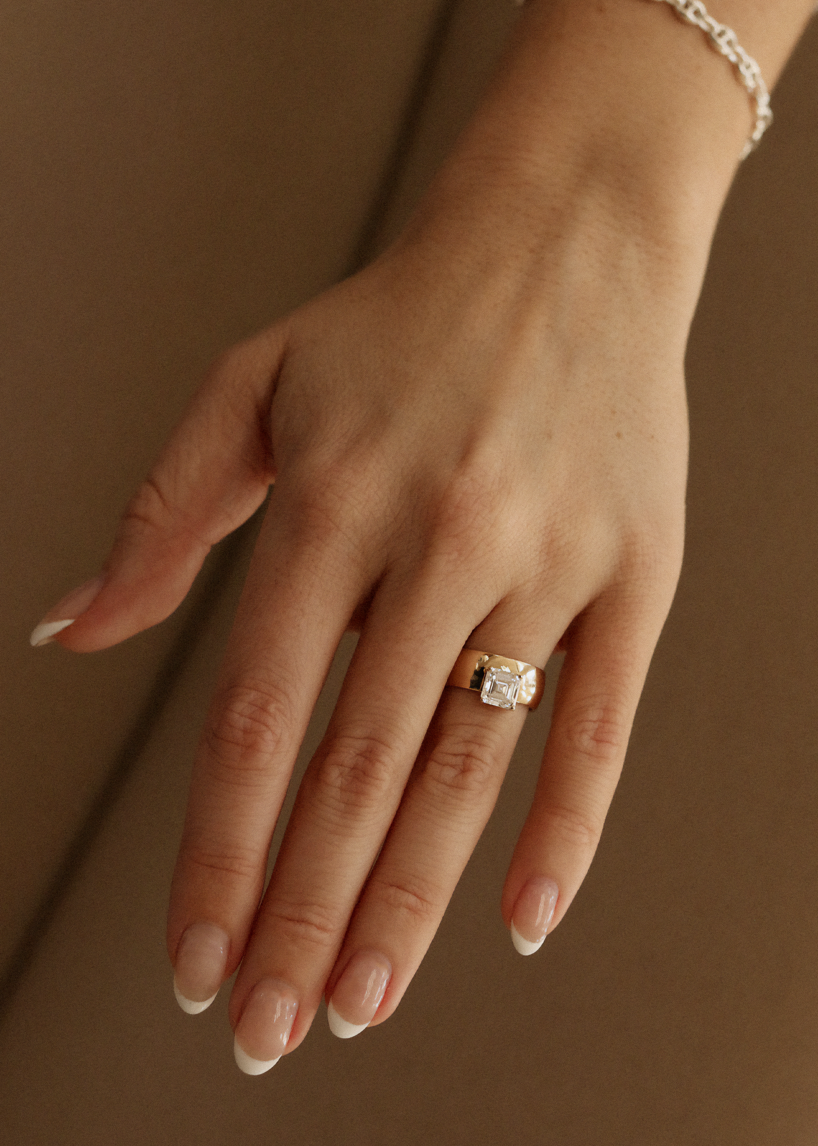 Porter Cigar Band Ring Asscher Diamond