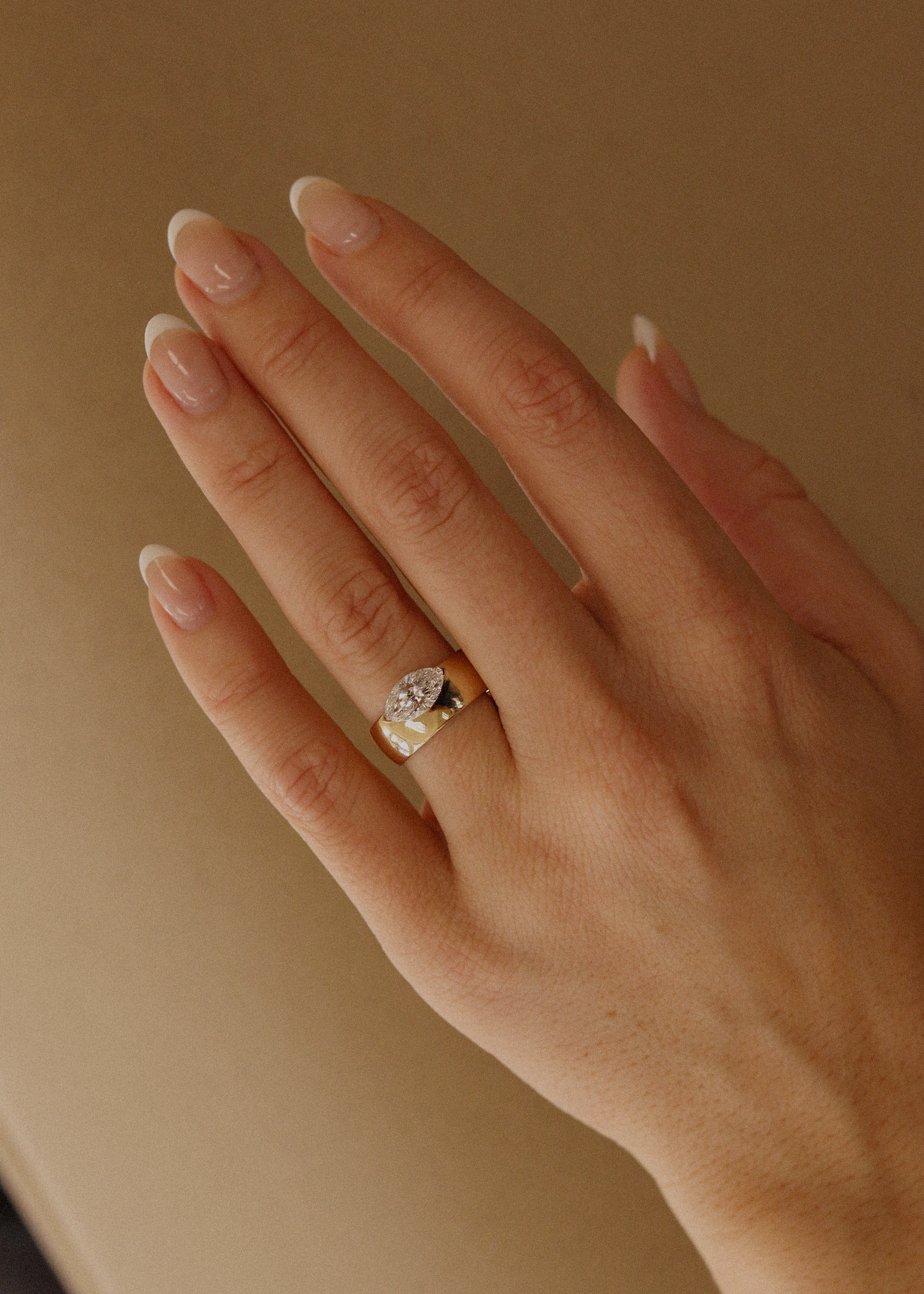 Porter Cigar Band Ring Marquise Diamond