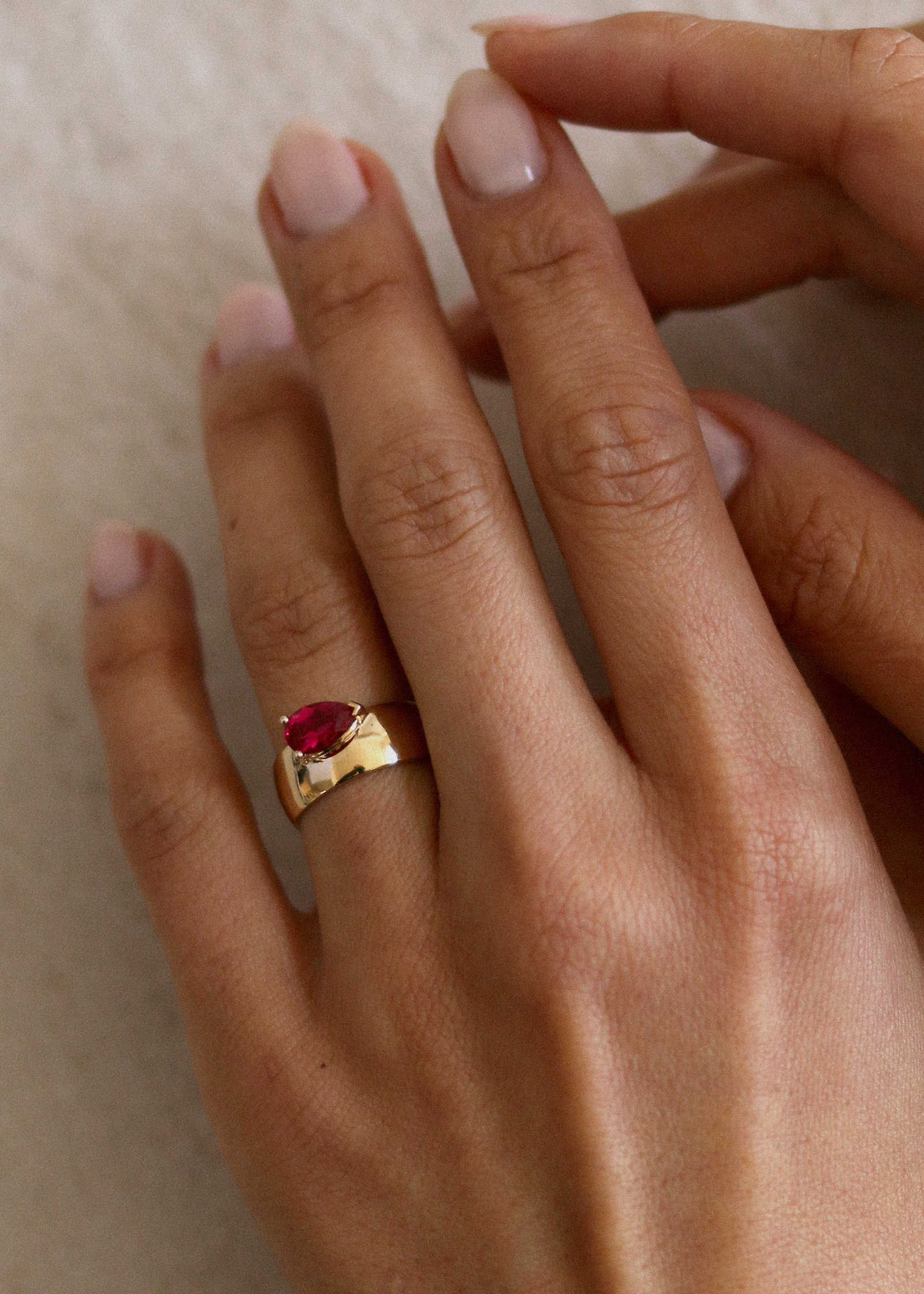 Porter Cigar Band Ring Pear Ruby
