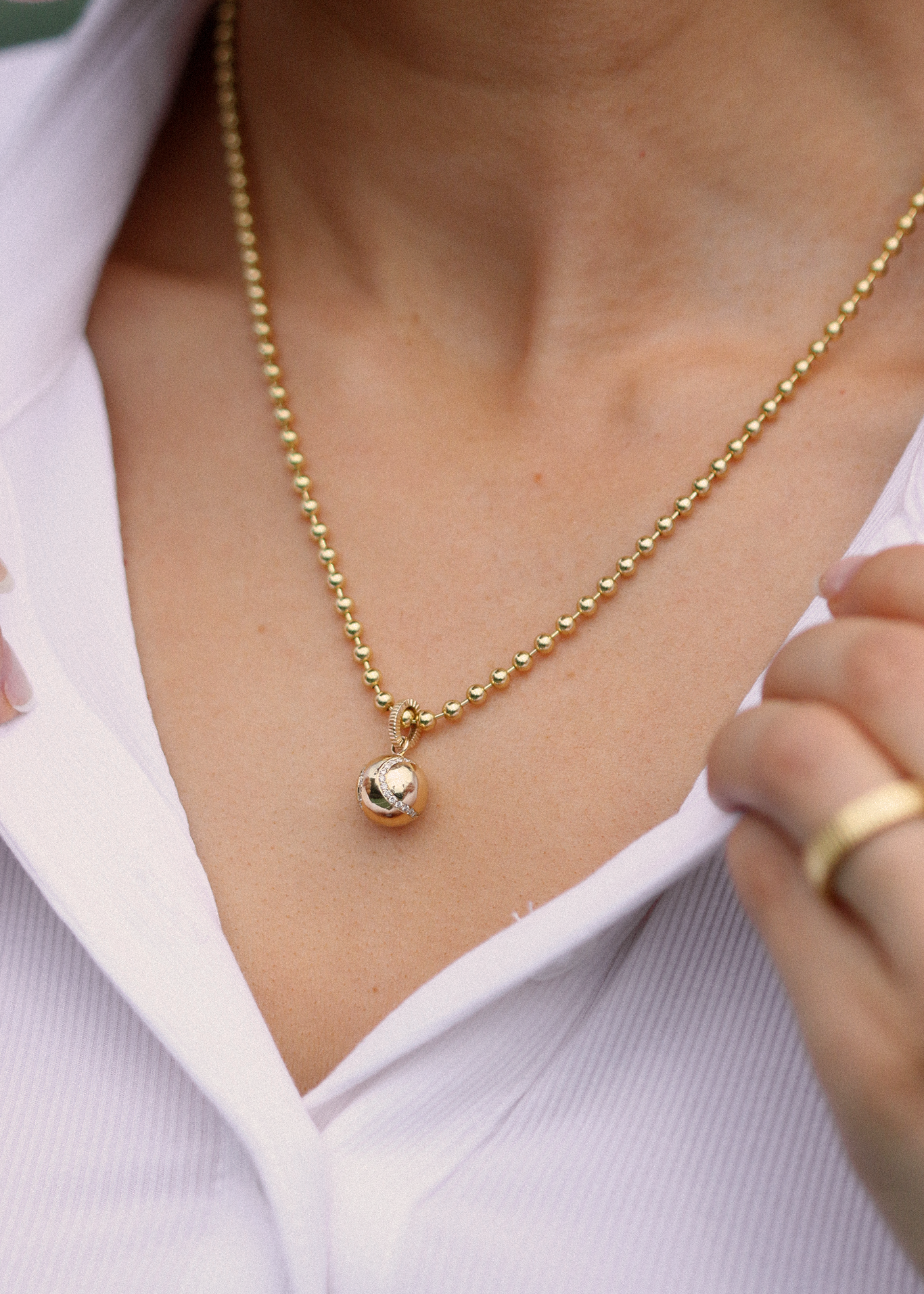 Courtside Tennis Ball Pendant Diamond