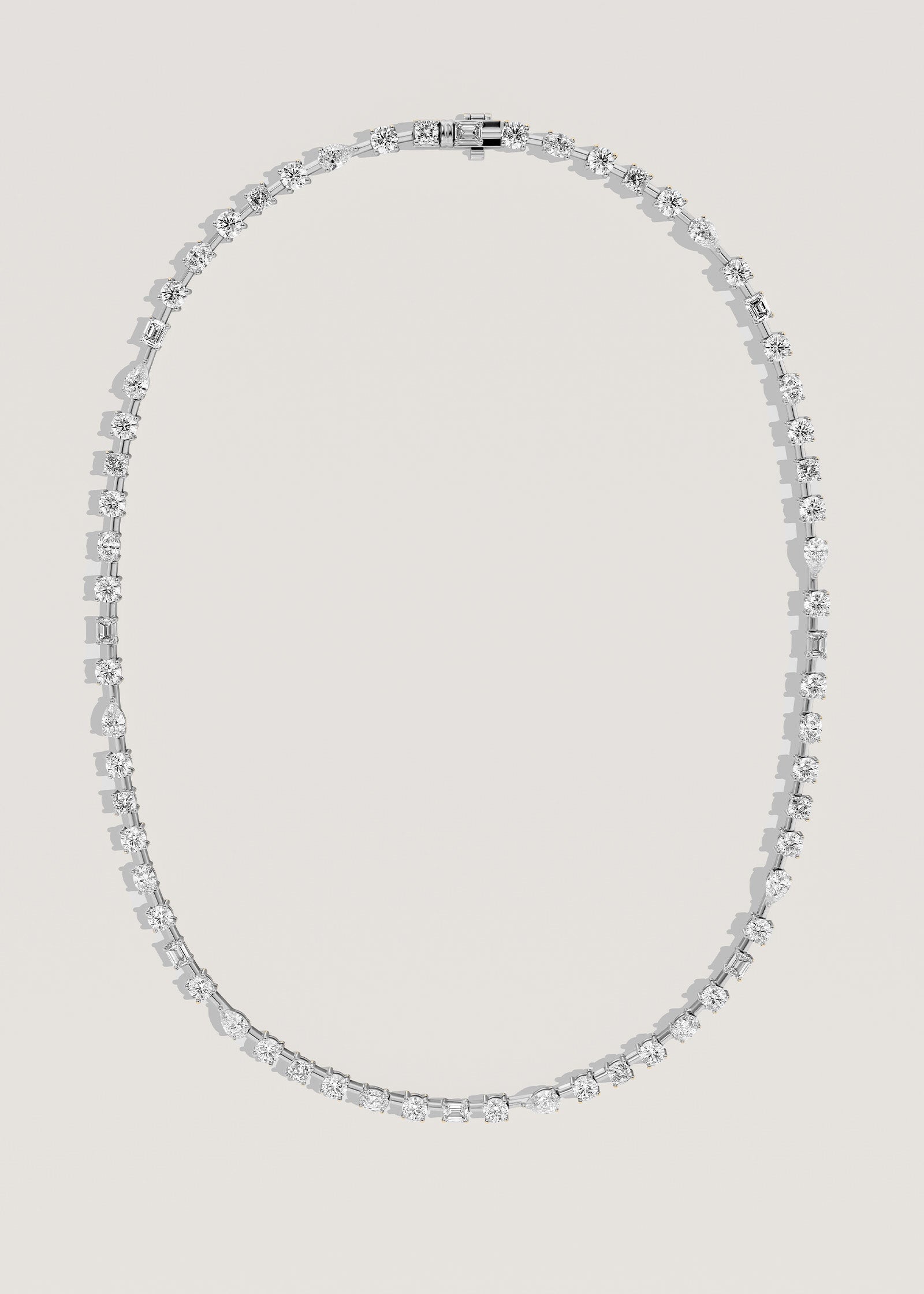 Amara Fancy Shape Tennis Necklace White Gold
