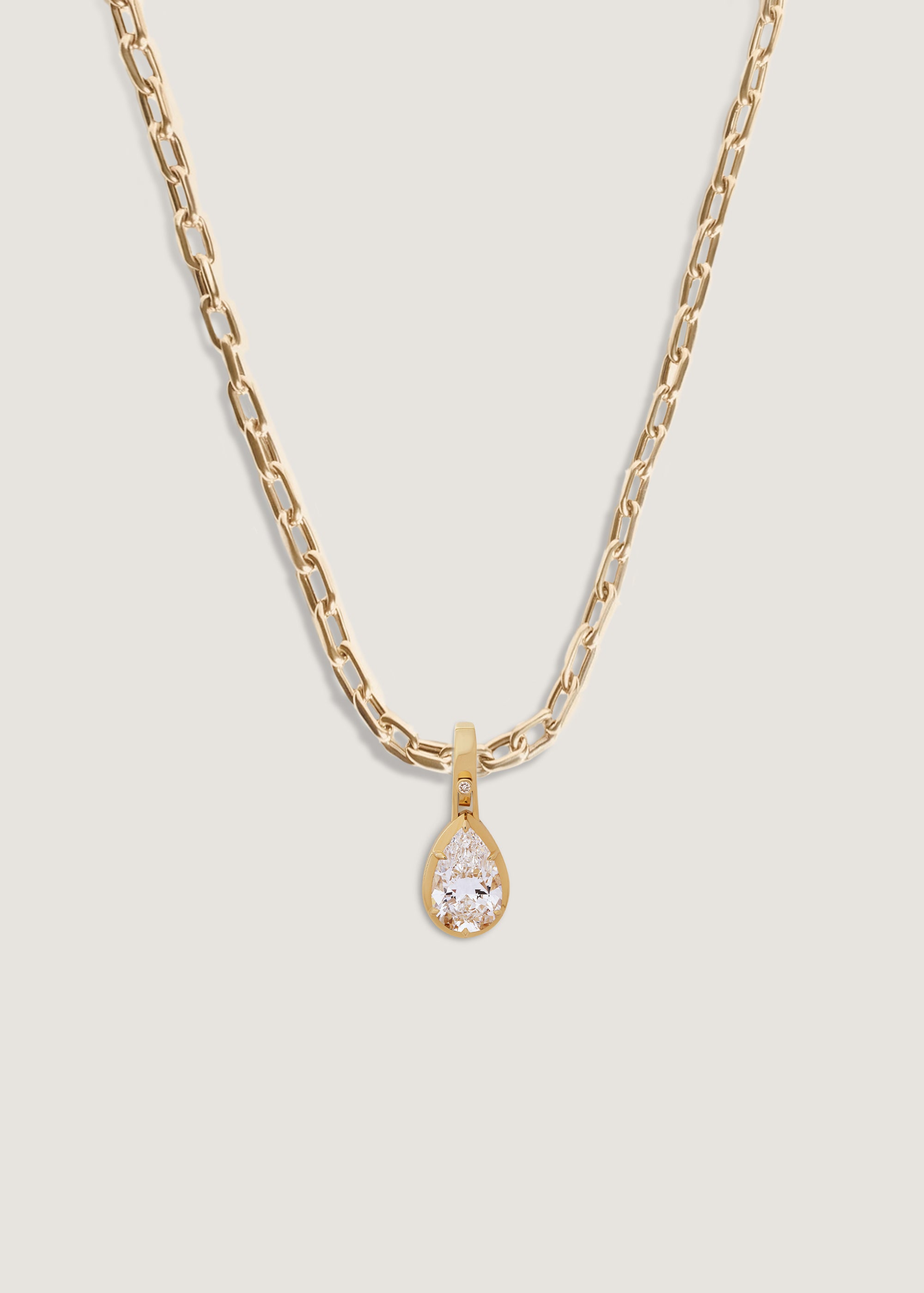 Kinn Studio 14k Gold Madeleine Pear Diamond Pendant Necklace on Mia Link Chain