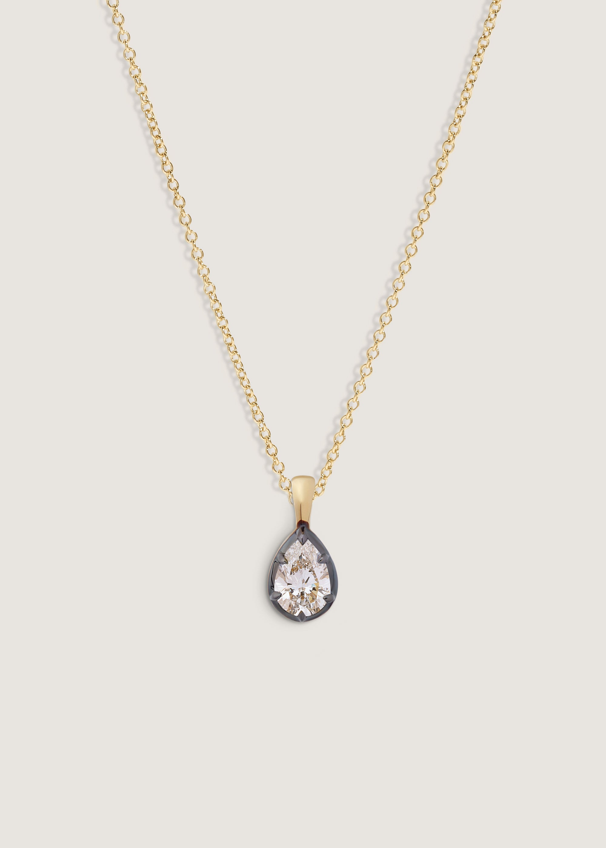 Clara Black Rhodium Pear Pendant Necklace