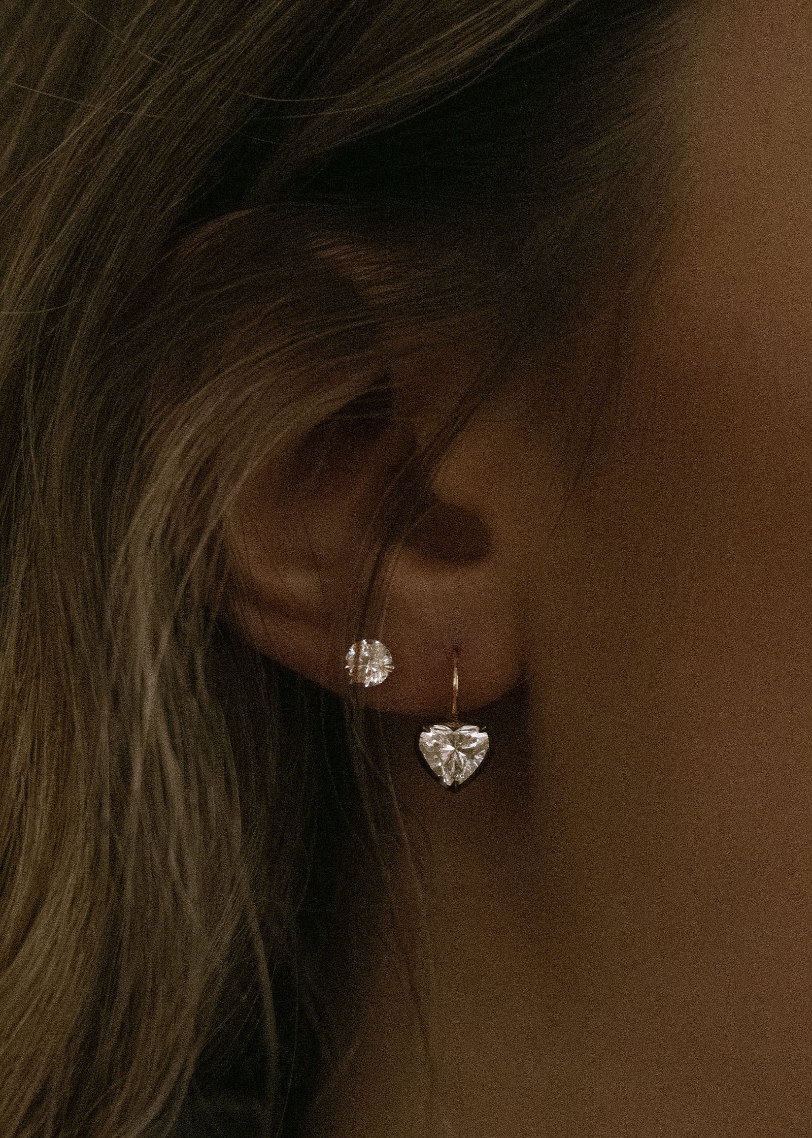 Rosette Black Rhodium Heart Diamond Earrings