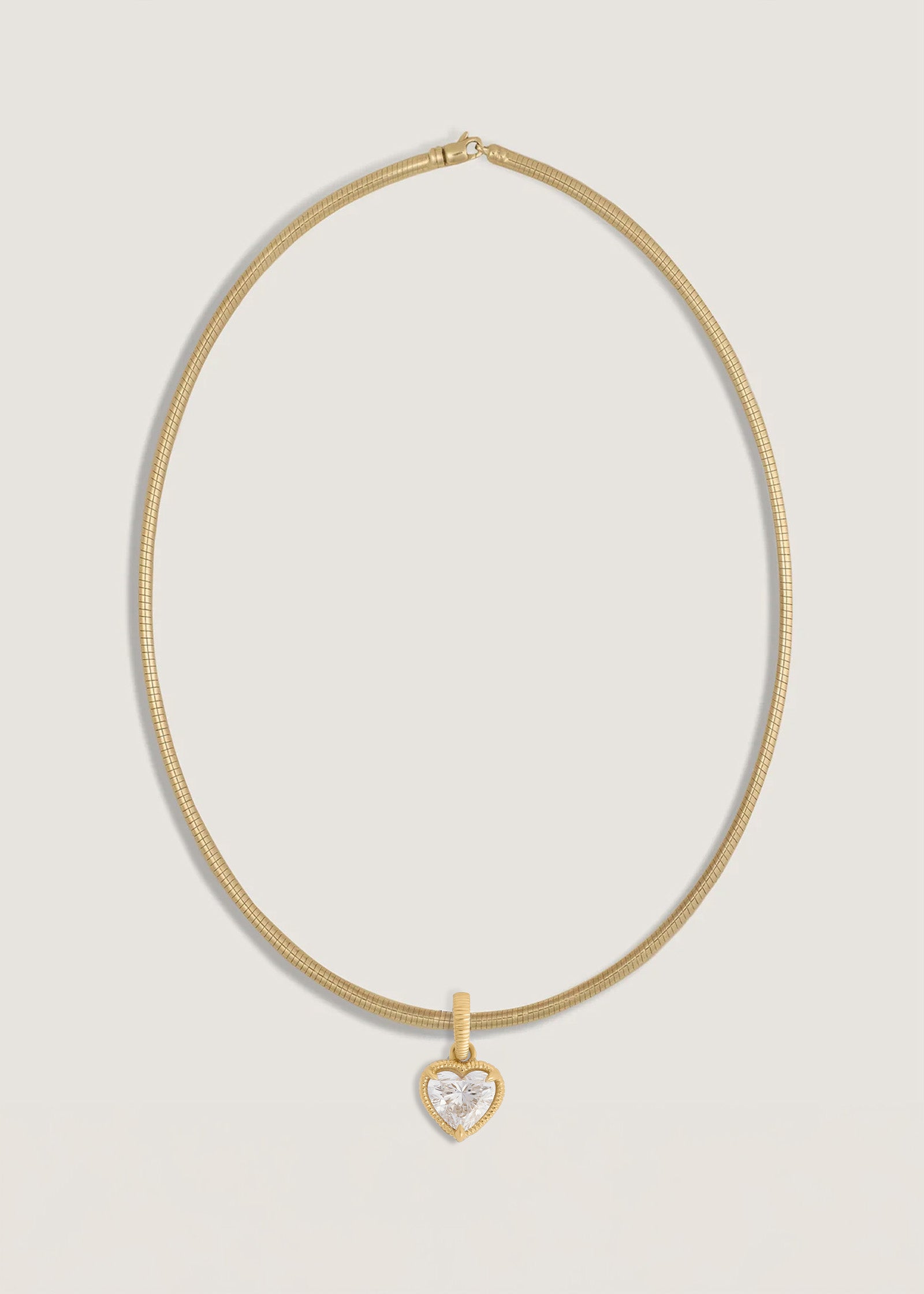 Solis Ribbed Heart Diamond Pendant Necklace