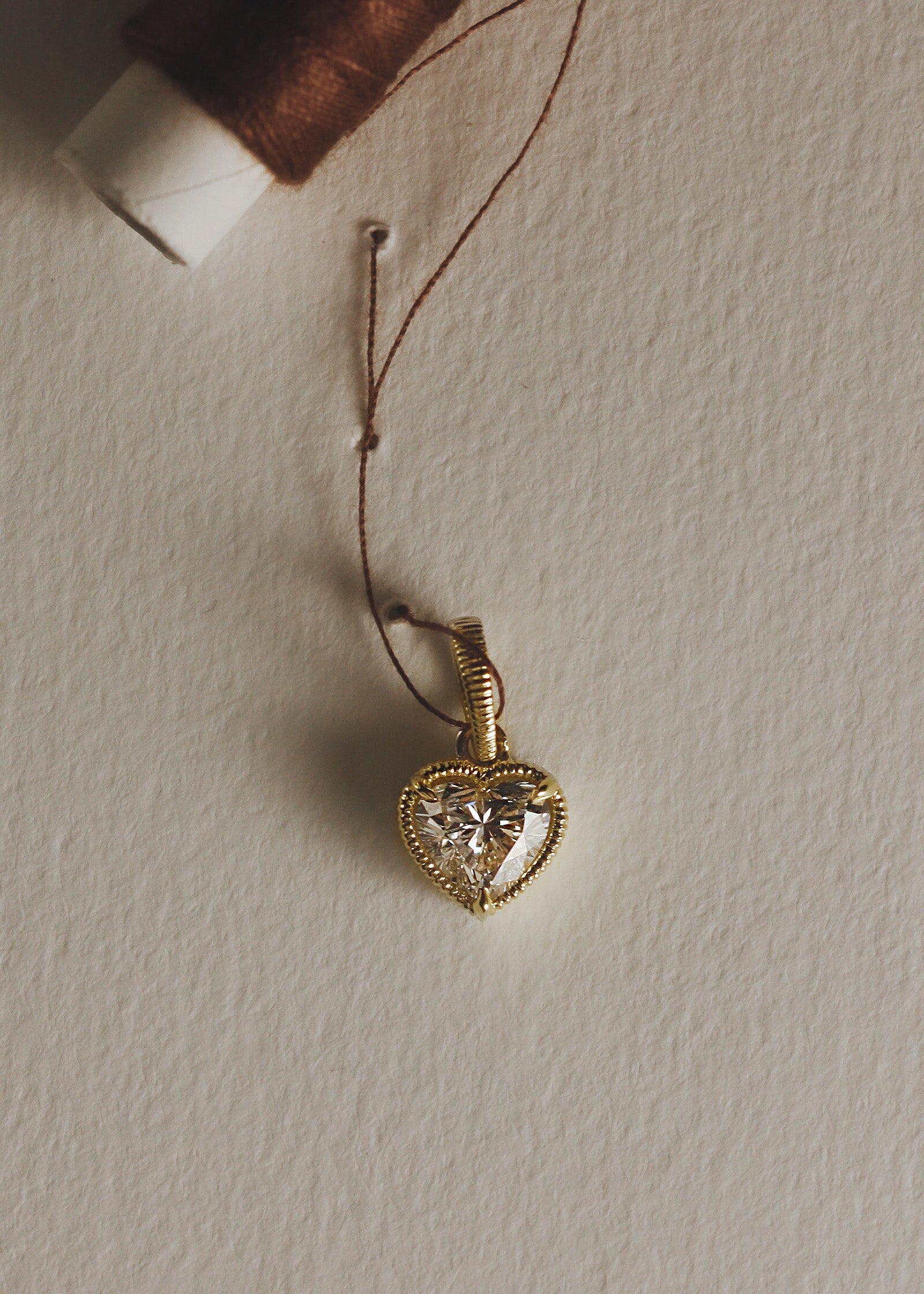 Solis Ribbed Heart Diamond Pendant