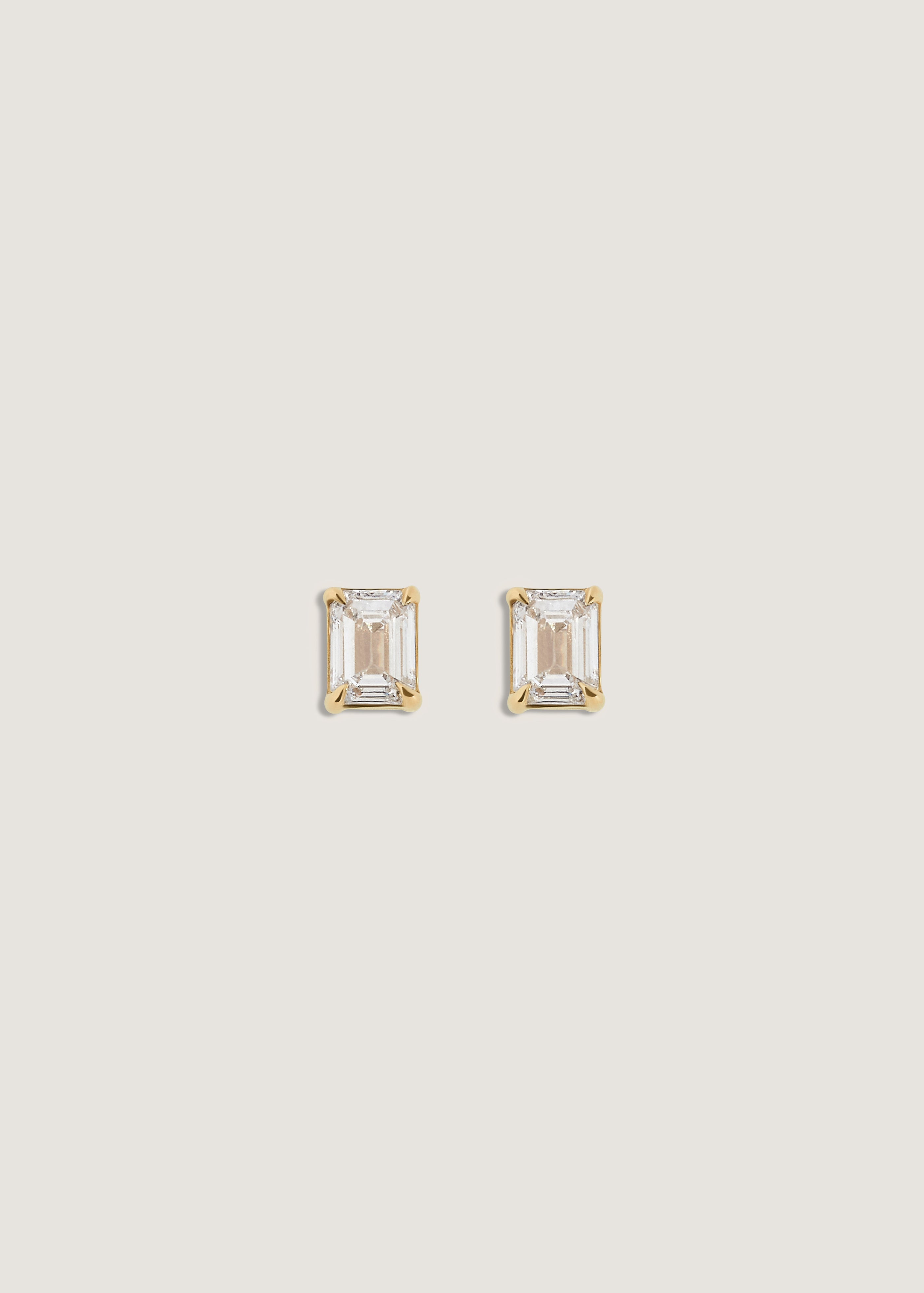 June Emerald Cut Stud Earrings Diamond