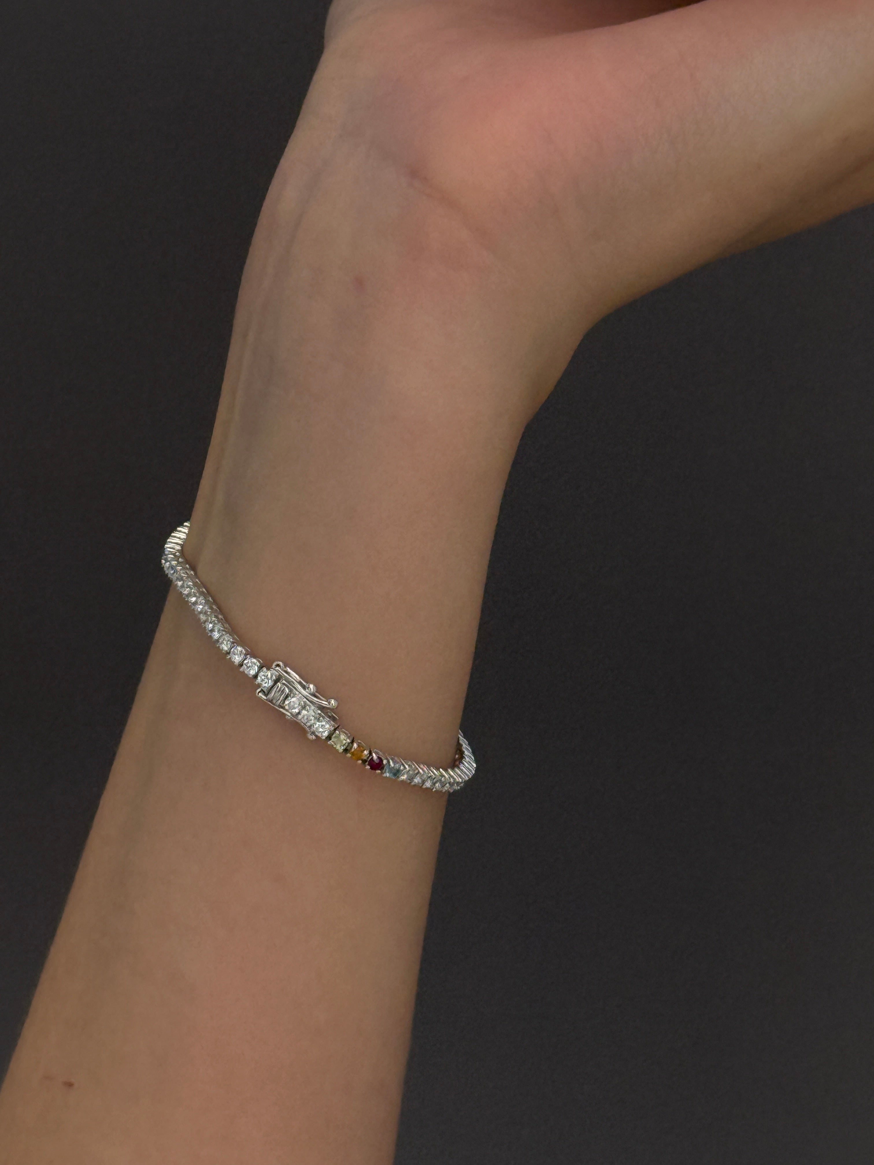 Classic Diana Tennis Birthstone Bracelet 2.90ctw White Gold