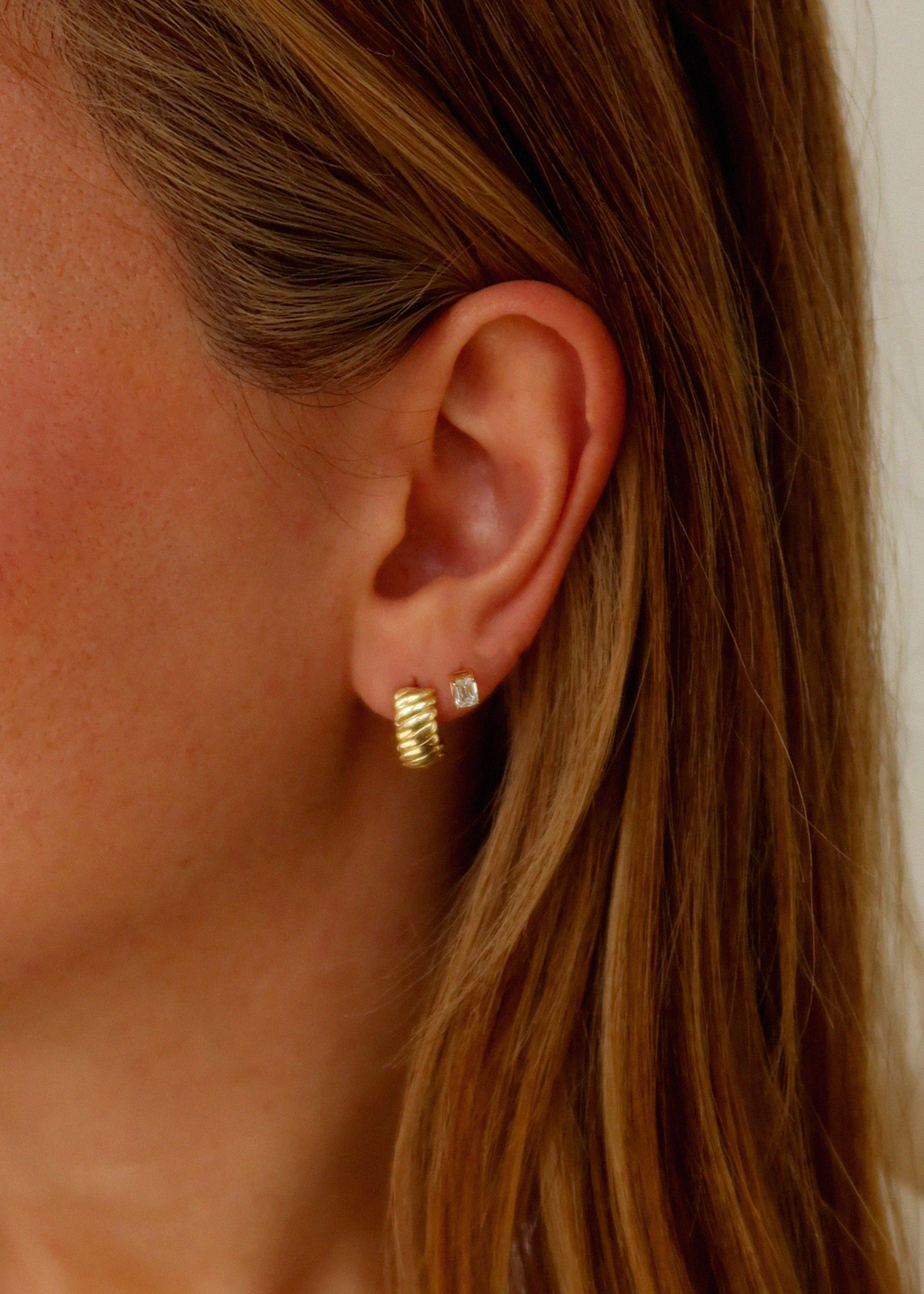 June Emerald Cut Stud Earrings Diamond