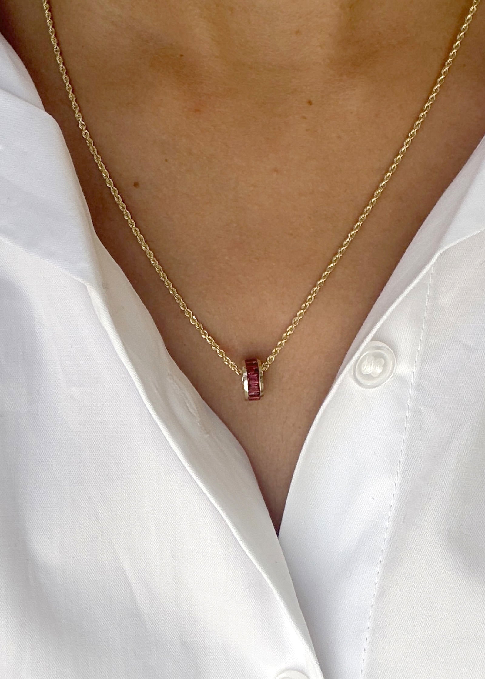 Milestone Baguette Birthstone Charm Garnet