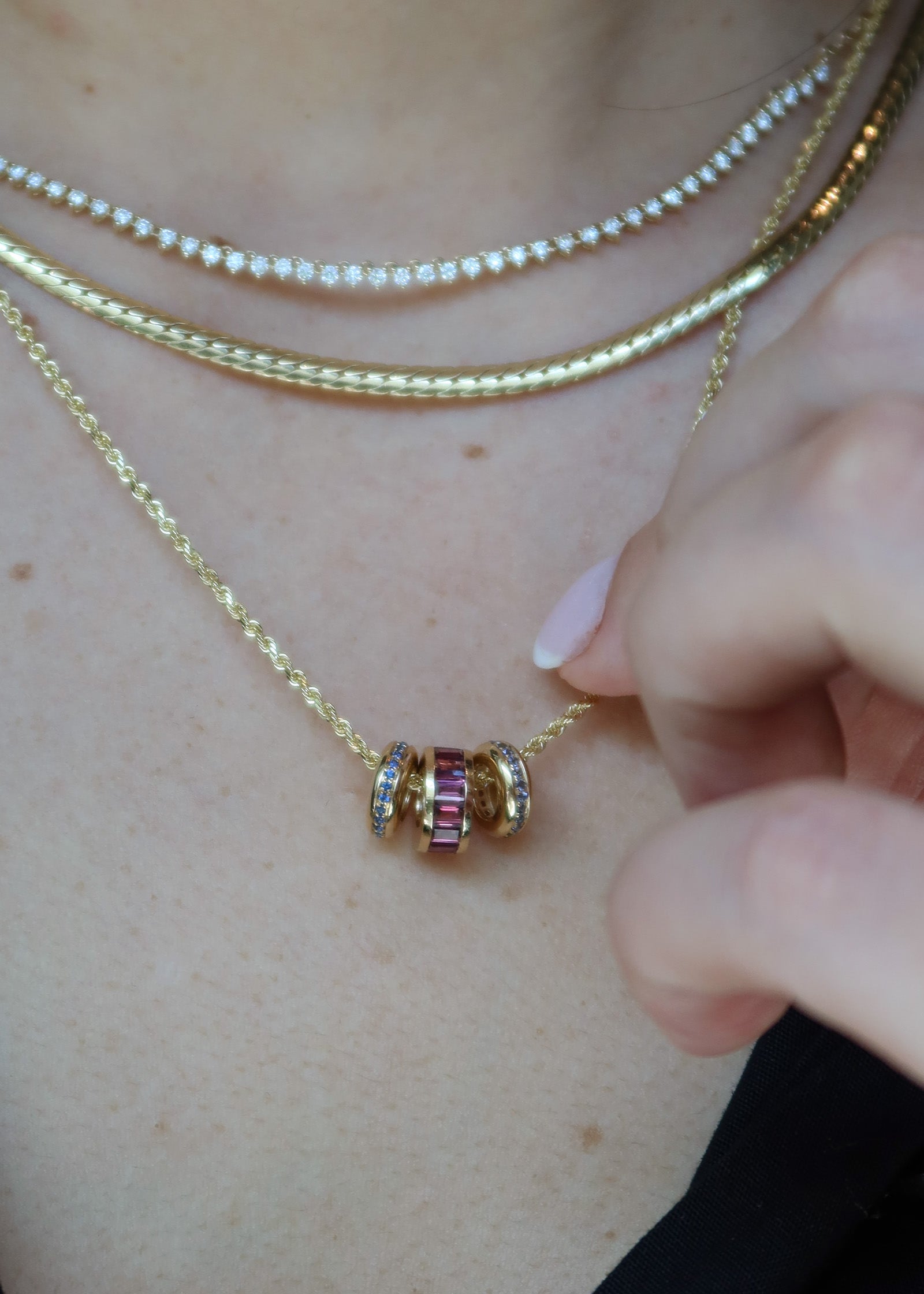 Milestone Baguette Birthstone Charm Alexandrite (Rhodolite)