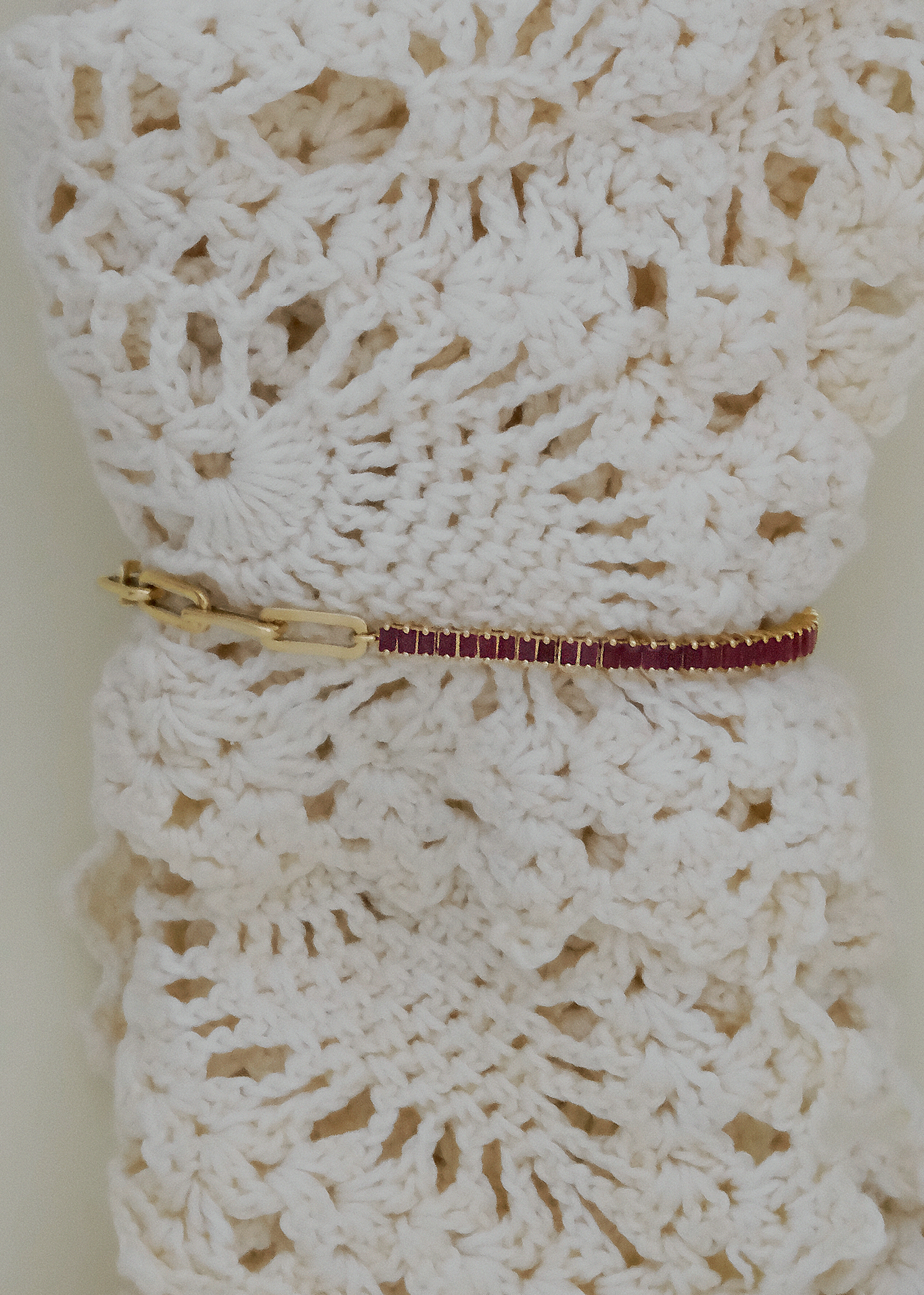 Serena Baguette Tennis Link Bracelet Ruby