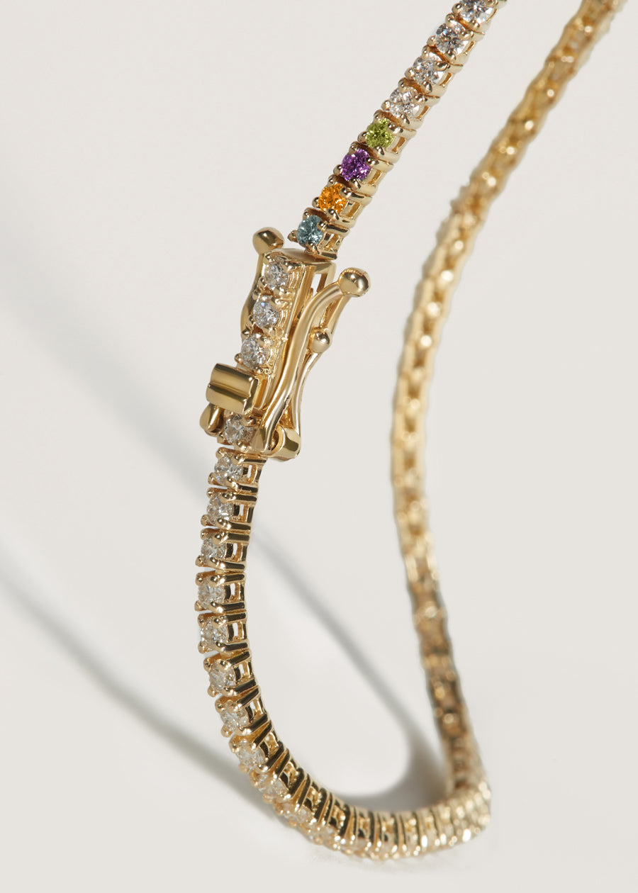 Petite Diana Tennis Birthstone Necklace Diamond 5.0ctw Yellow Gold