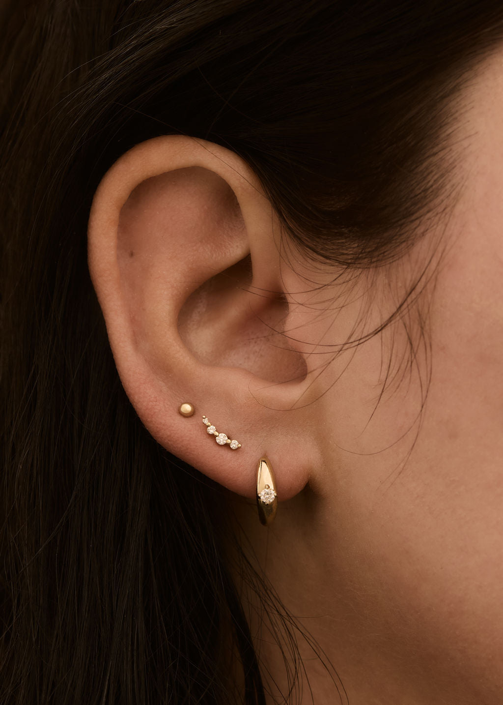 Dare To Love Dome Huggie Earrings Diamond