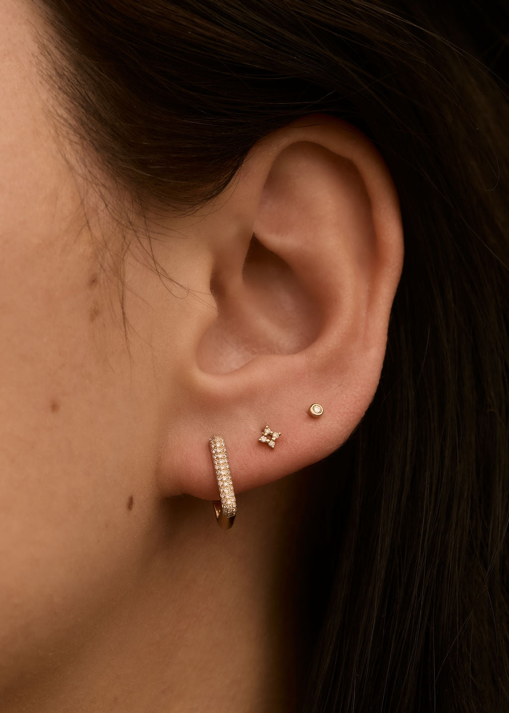Simona Pavé Rectangle Huggie Earrings
