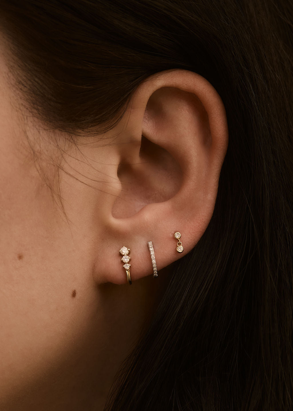 Pavé Huggie Earrings White Gold