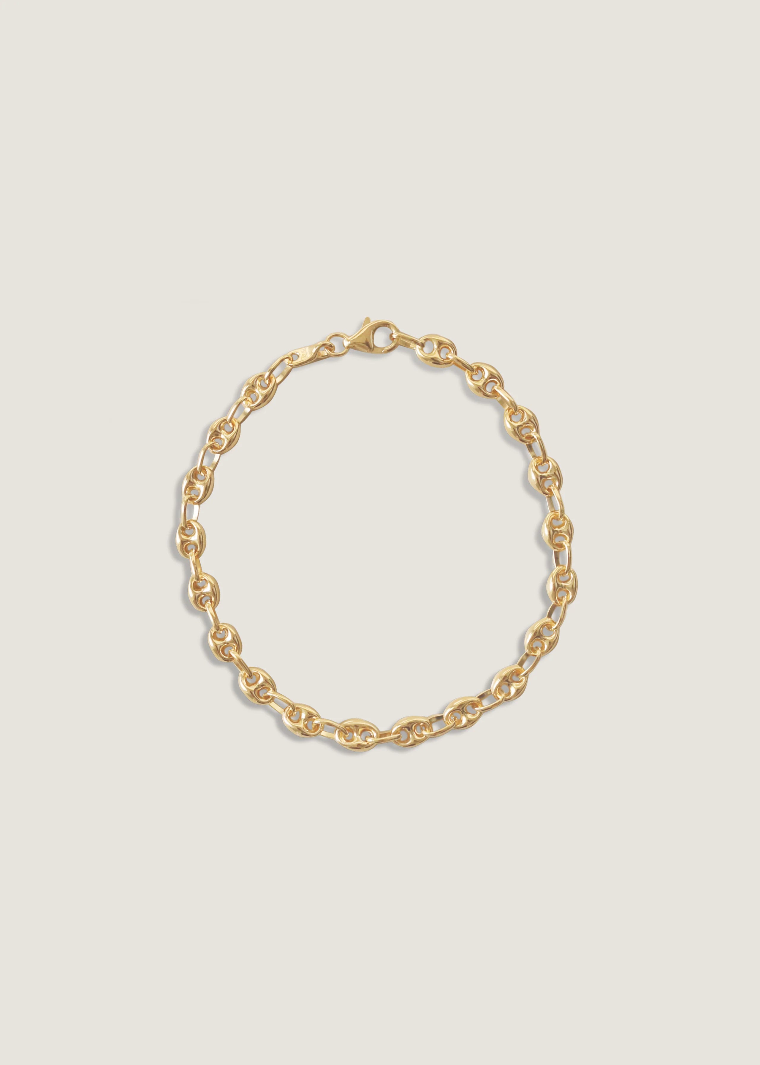 Kinn 14k Gold Men's Petite Puffed Mariner Chain Bracelet