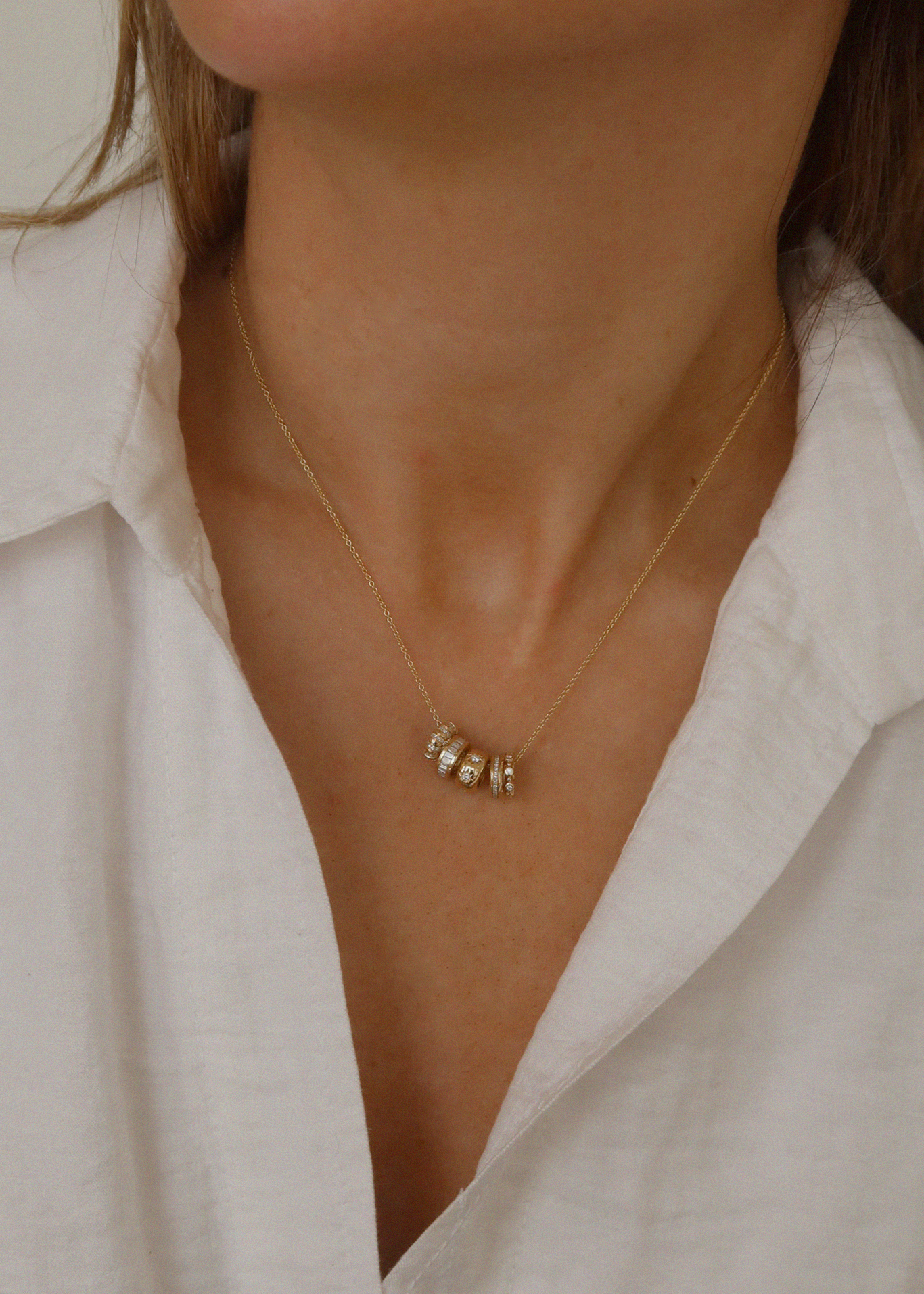 Milestone Baguette Birthstone Charm Diamond Necklace