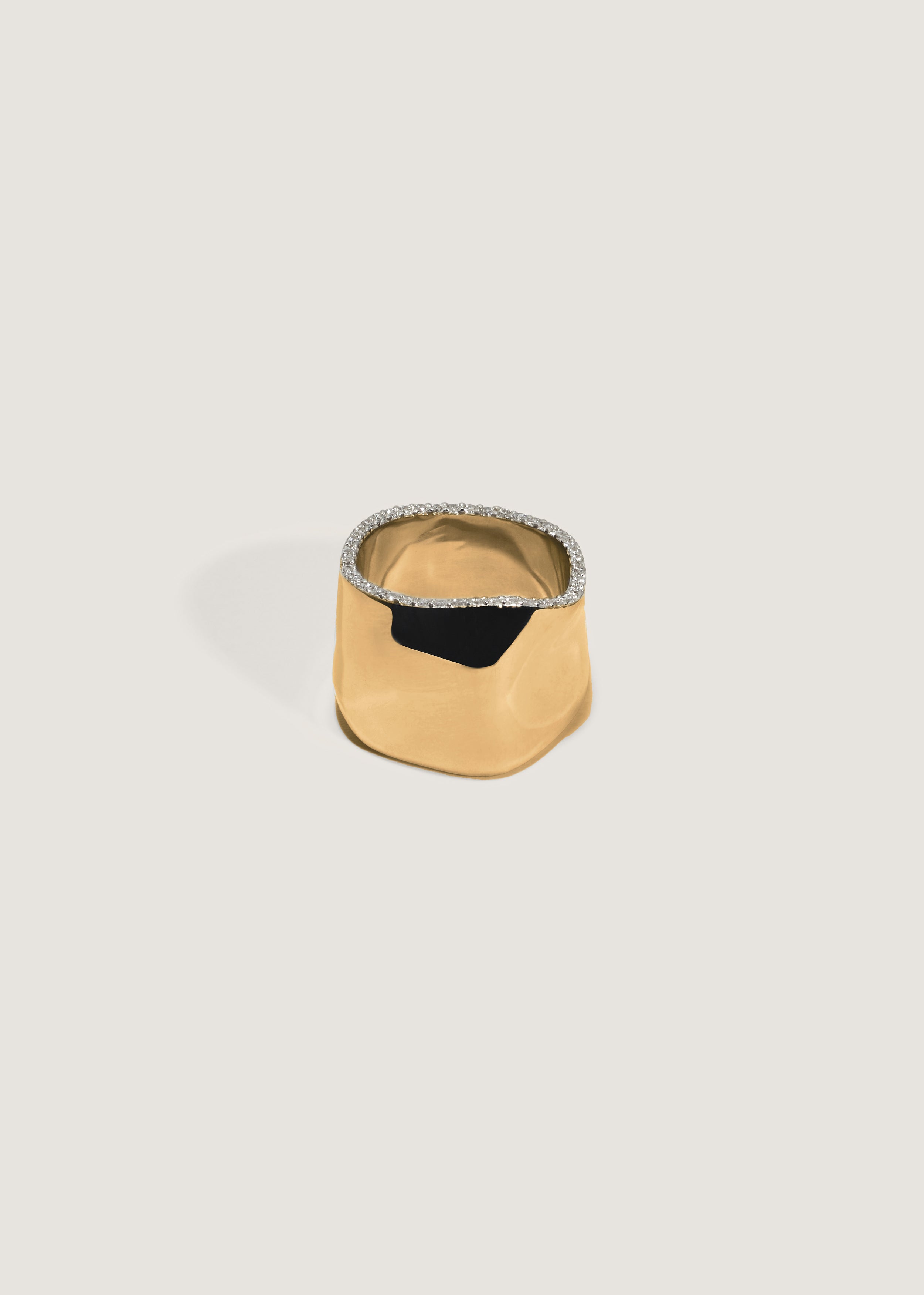 Mira Sculptural Cigar Band Ring Diamond Gold