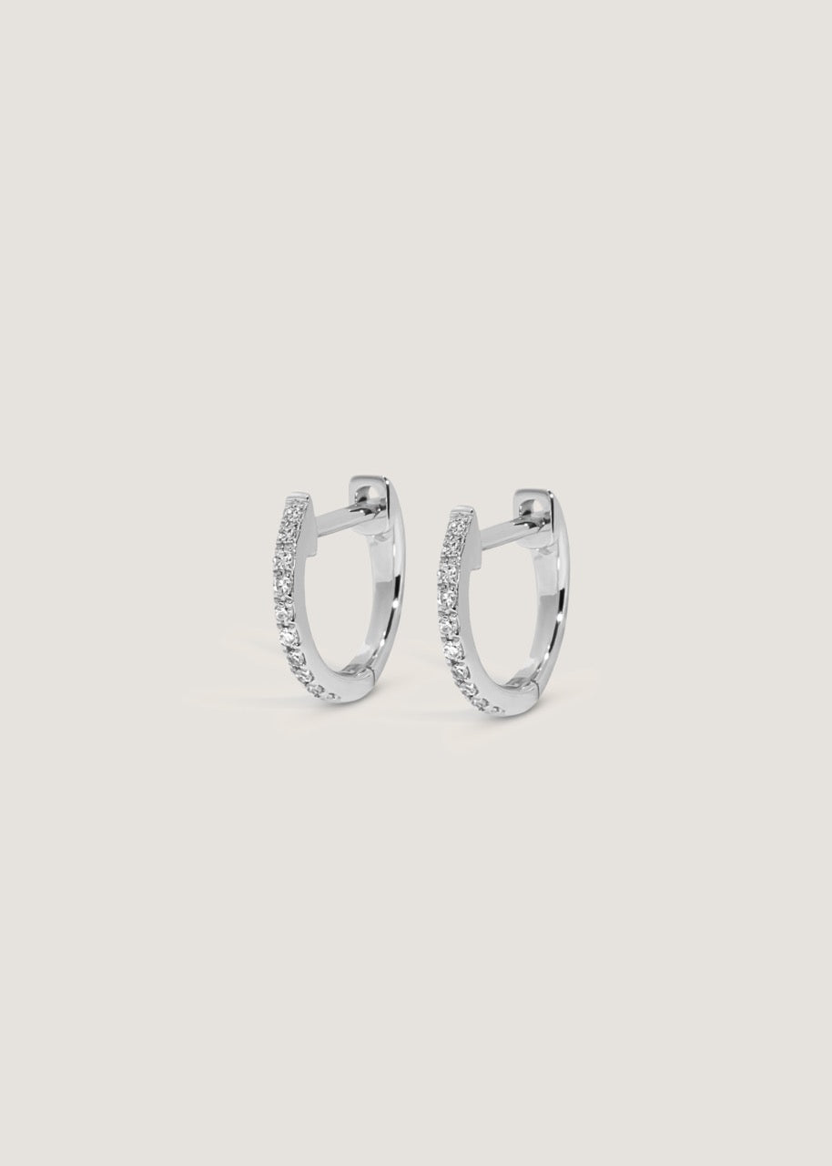 Pavé Huggie Earrings White Gold