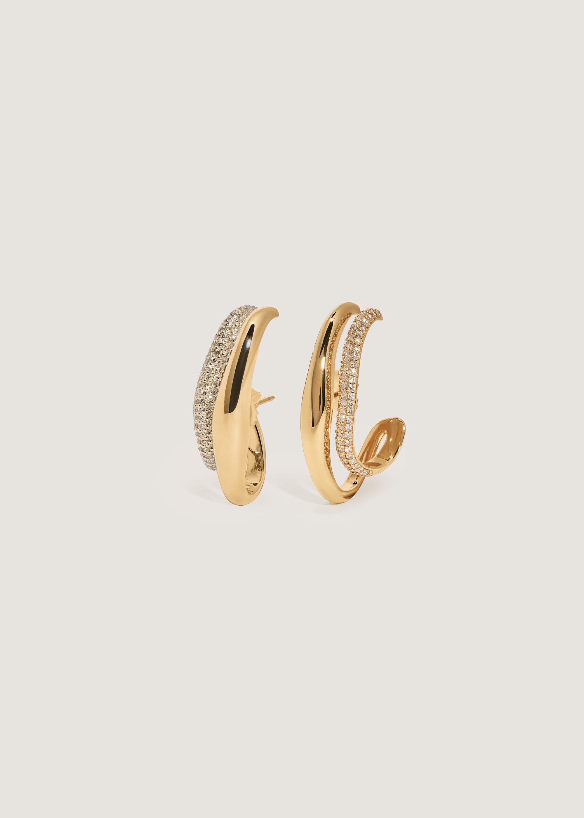 Rhea Sculptural Wave Earring Diamond Gold