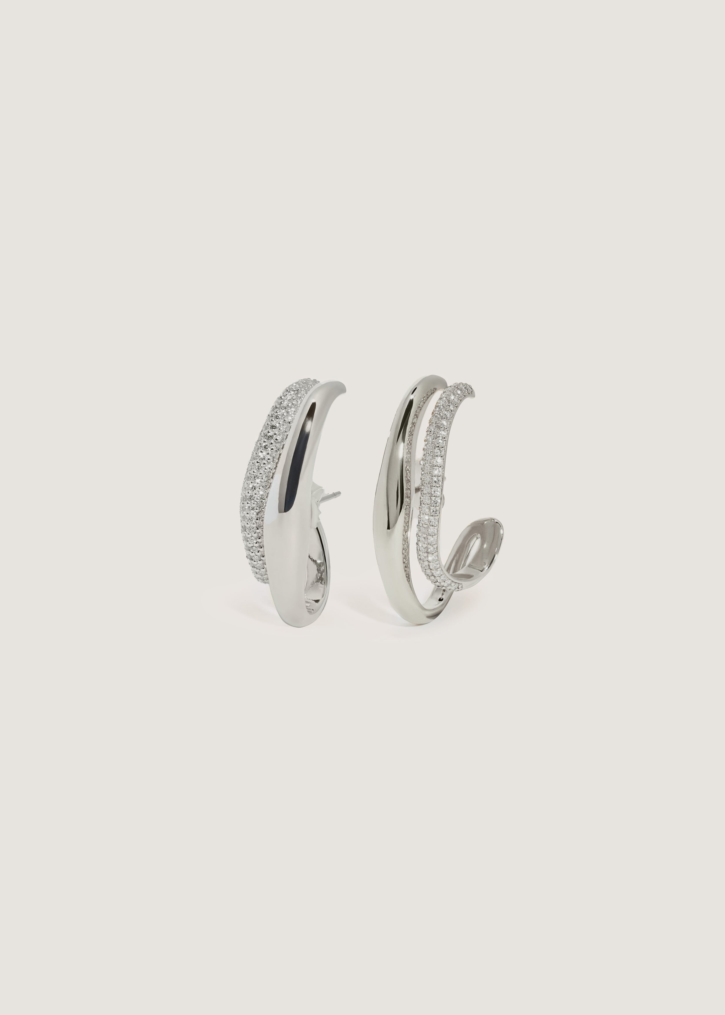 Rhea Sculptural Wave Earring Diamond Silver