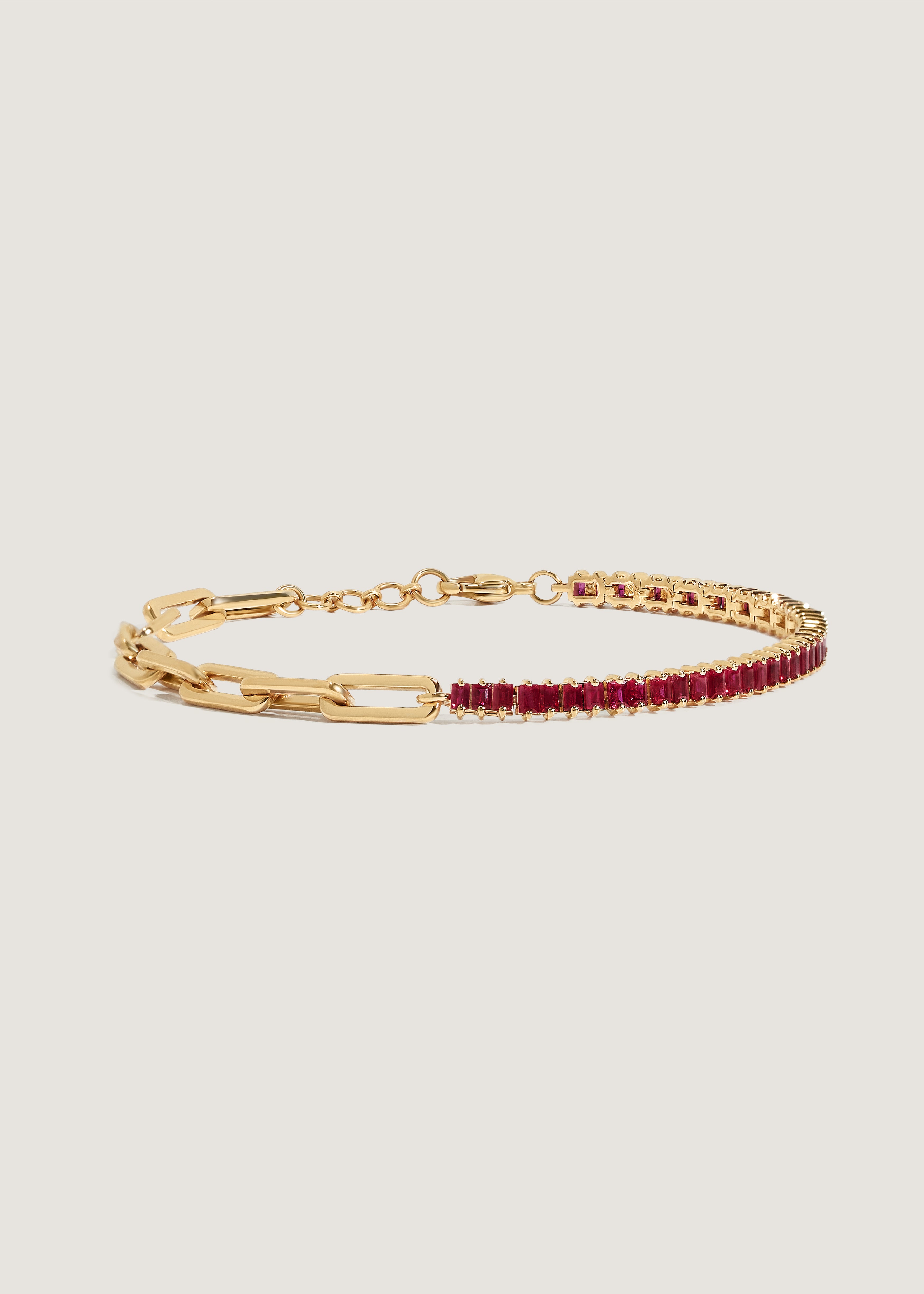 Serena Baguette Tennis Link Bracelet Ruby