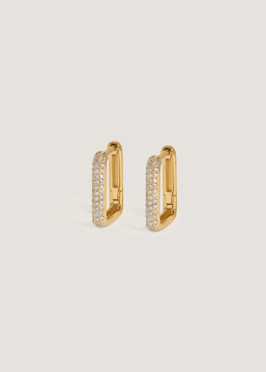 Simona Pavé Rectangle Huggie Earrings