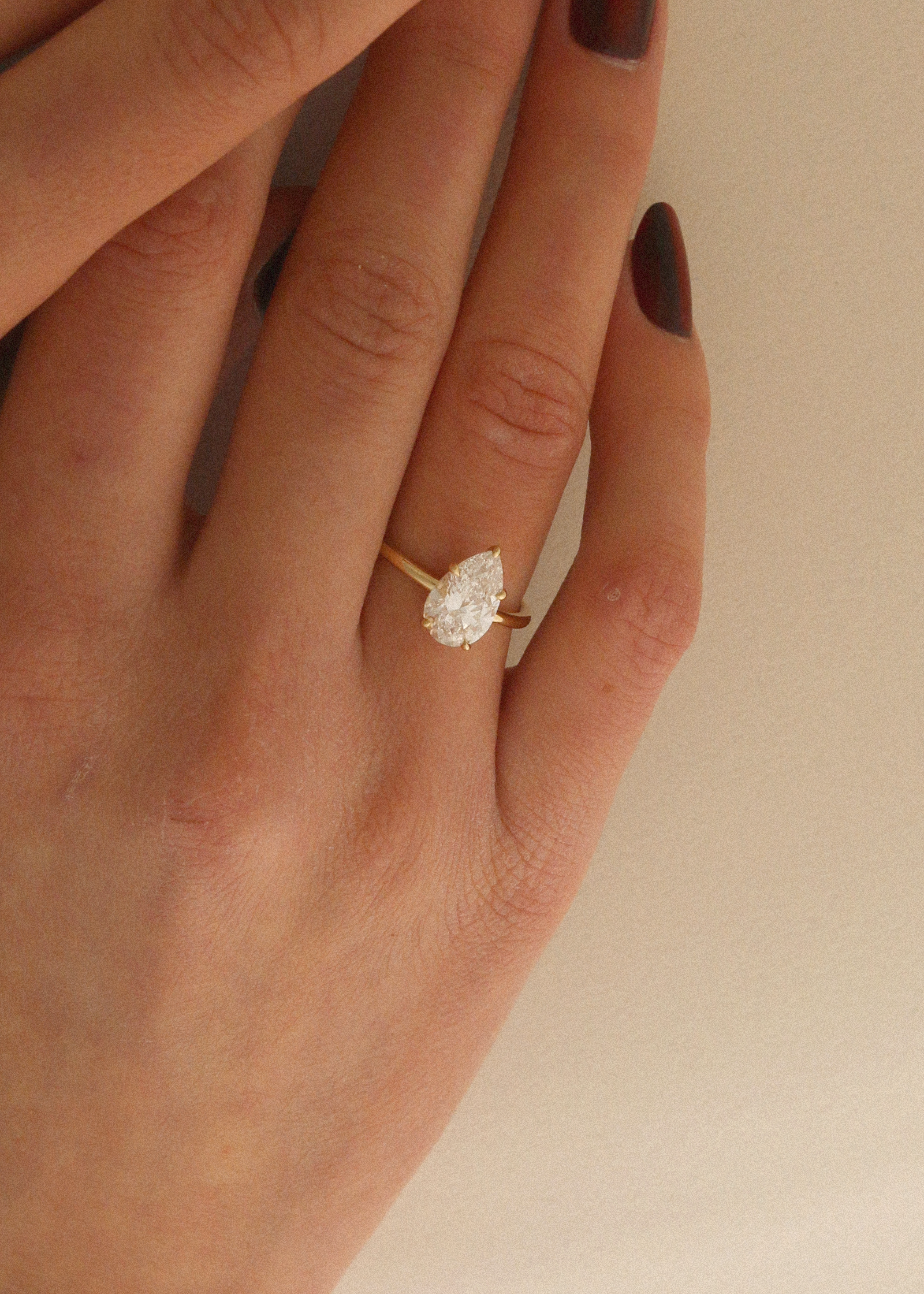 Elizabeth Pear Ring Lab Diamond