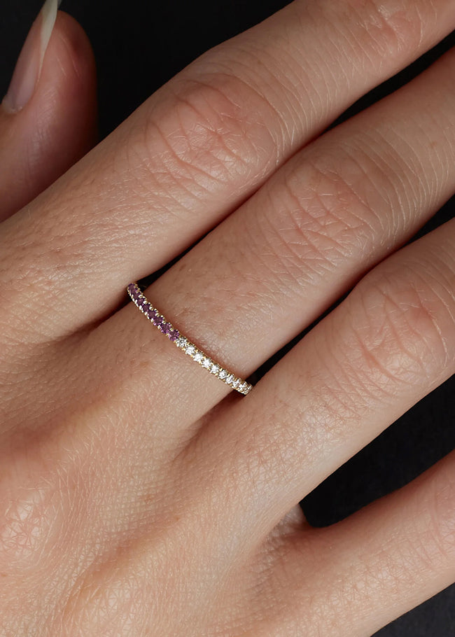 Two In One Pavé Birthstone Ring Amethyst