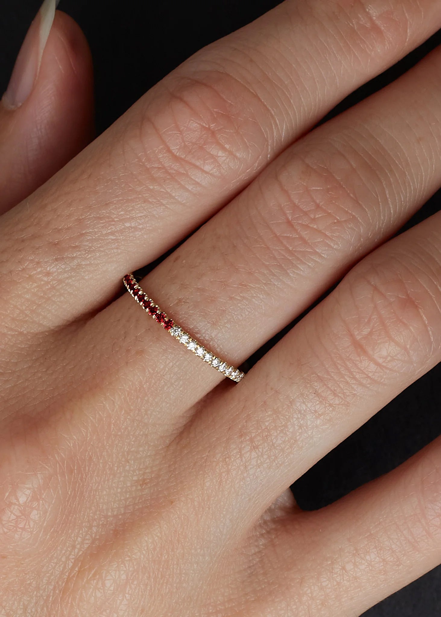 Two In One Pavé Birthstone Ring Ruby