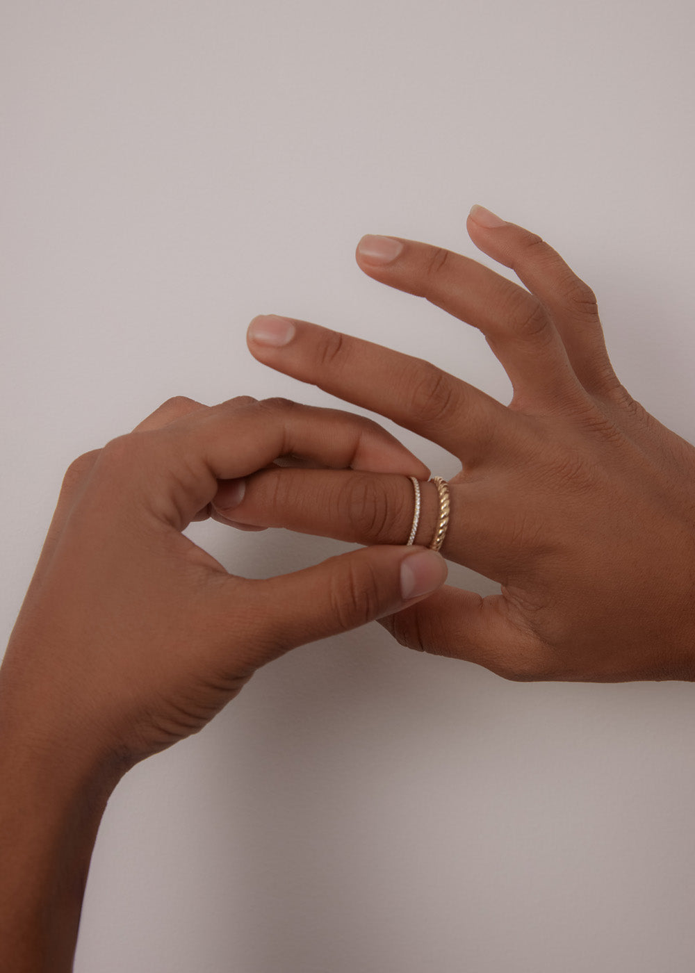 alt="Claudine I & Dahlia Micro Pavé Ring Stack"