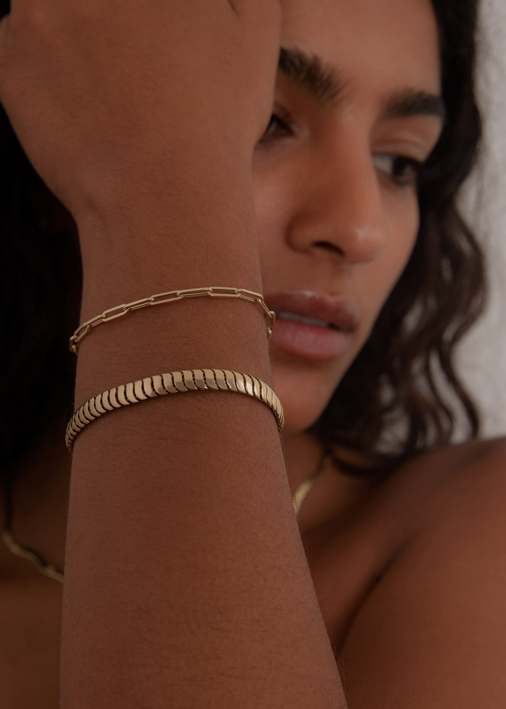 alt="Cobra I & Petite Link Chain Bracelet Stack"