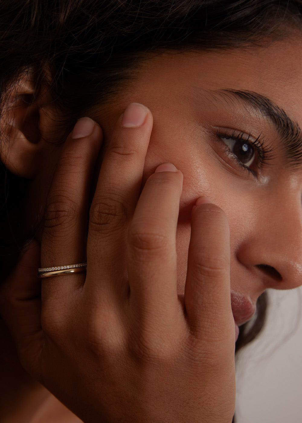 alt="Pauline Ellipse & Dahlia Micro Pavé Ring Stack"