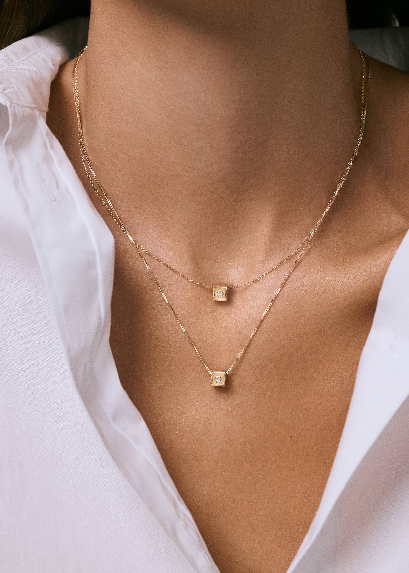 Chapter Custom Birthstone Charm Necklace Diamond