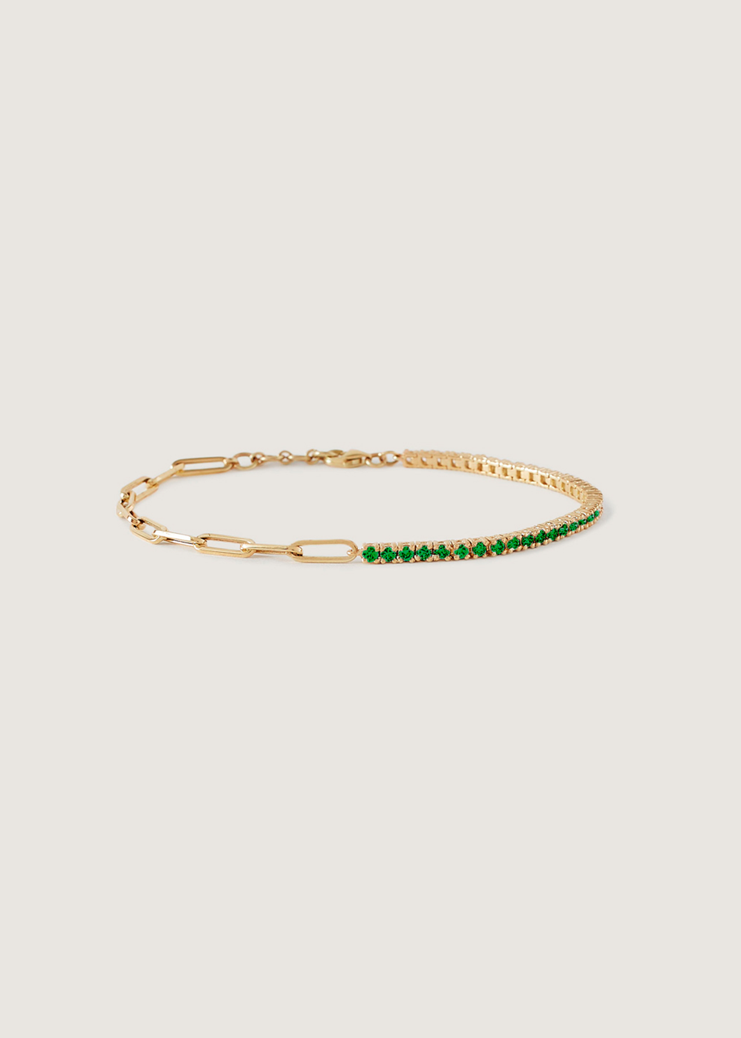 Kinn 14k Gold Coco Round Emerald Tennis Link Bracelet