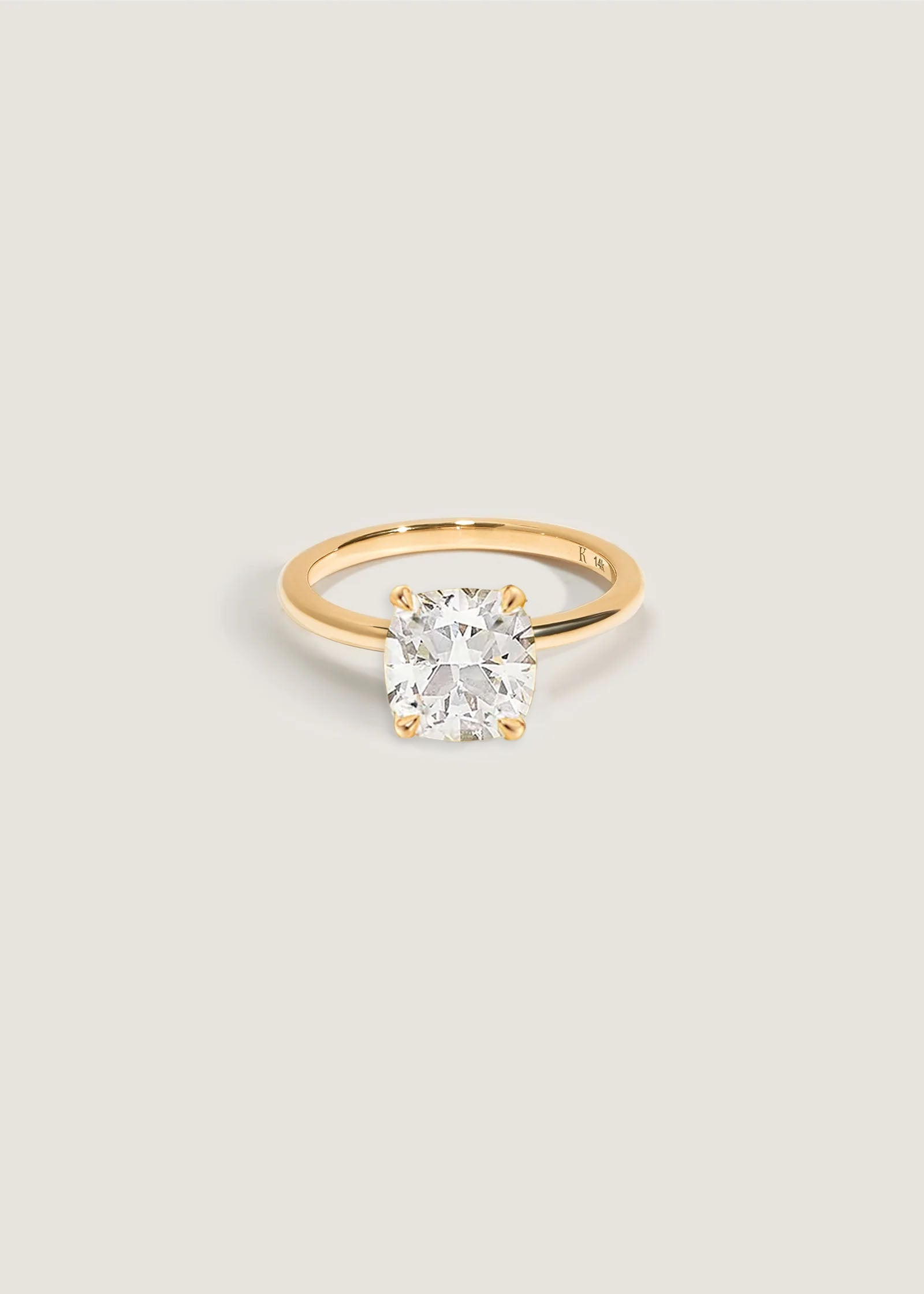 Kinn Studio 14k Gold The Elizabeth Engagement Ring featuring a Cushion Cut Diamond