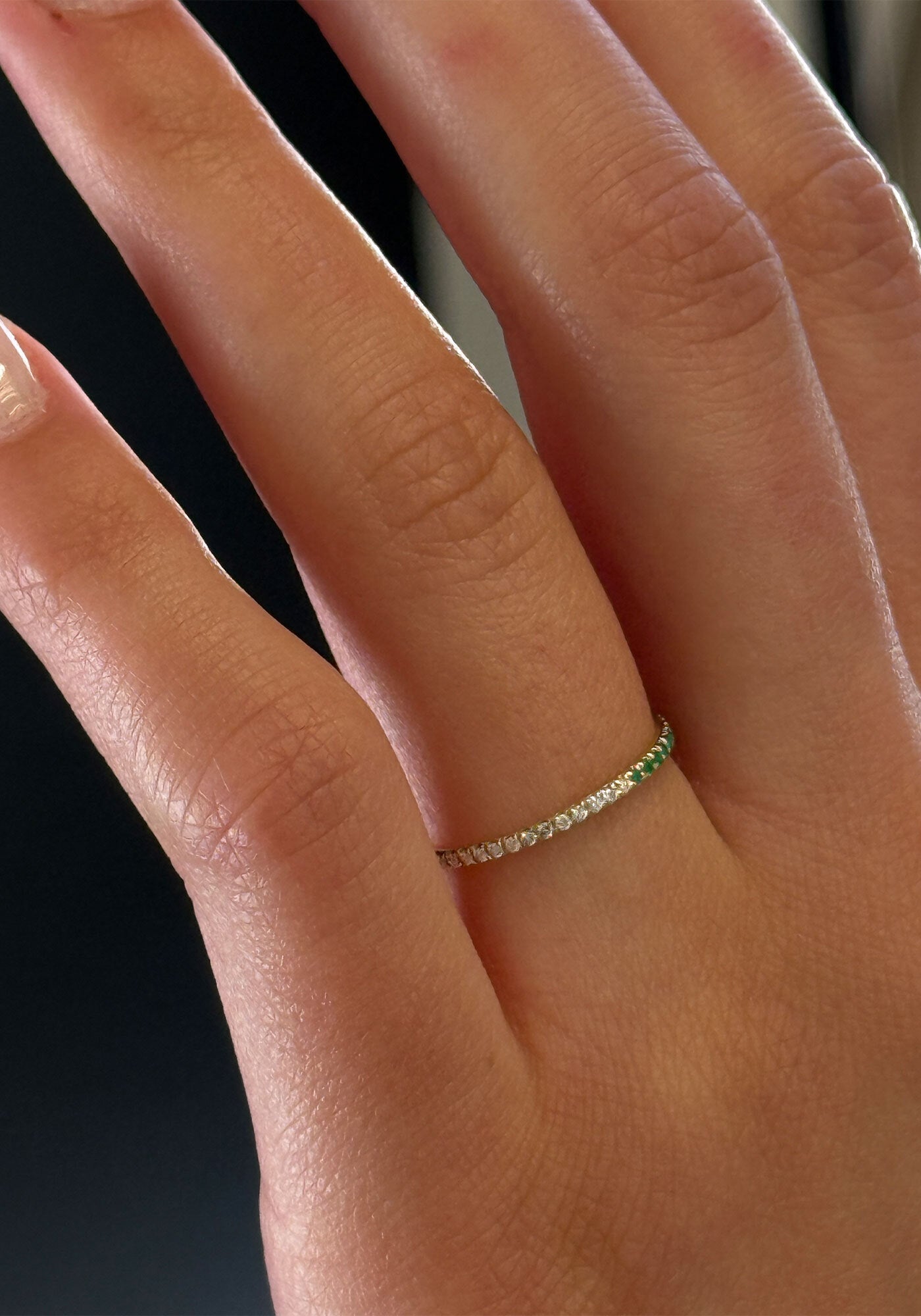Two In One Pavé Birthstone Ring Emerald