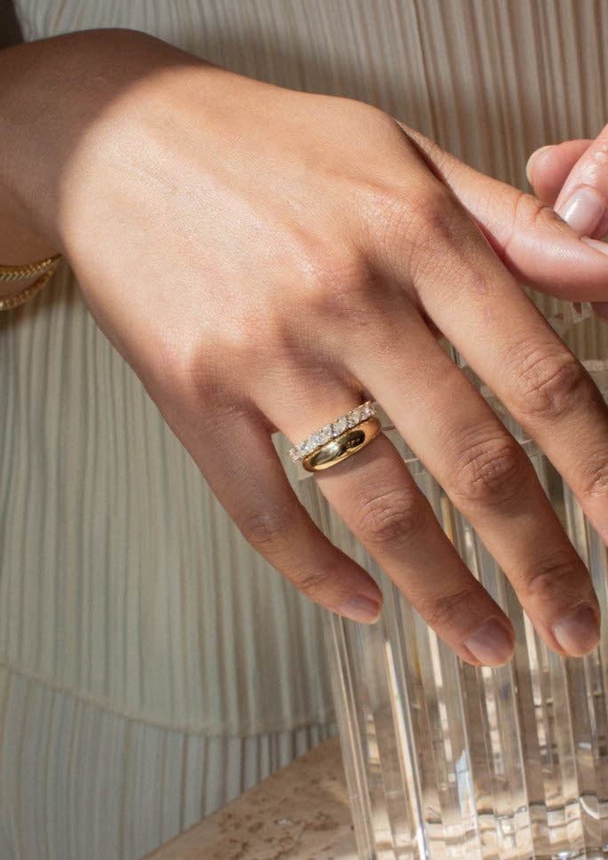 alt="Marquise Eternity Ring with dare to love dome ring I"