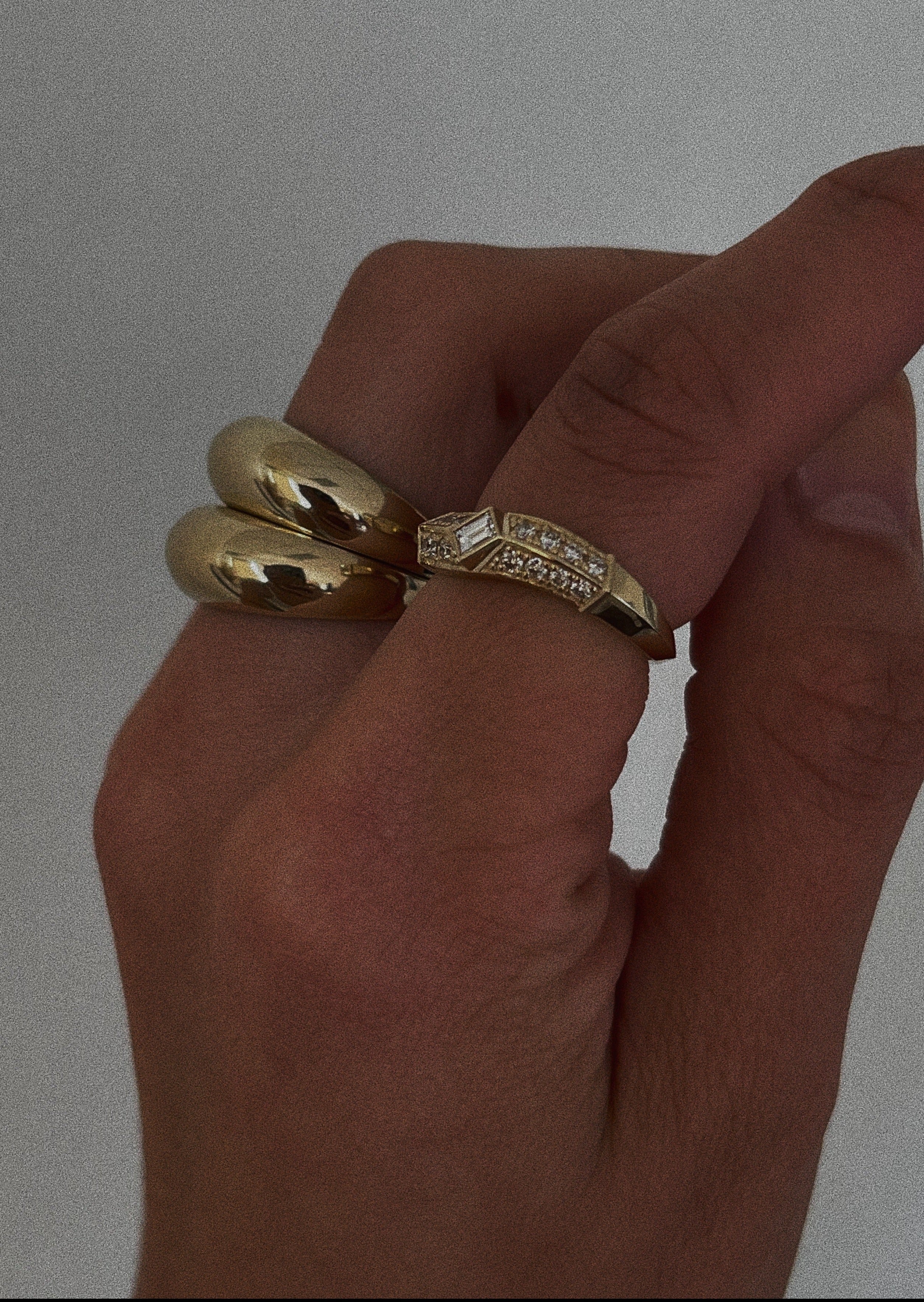 alt="Franco Curved Ring and the double dare to love dome rings"