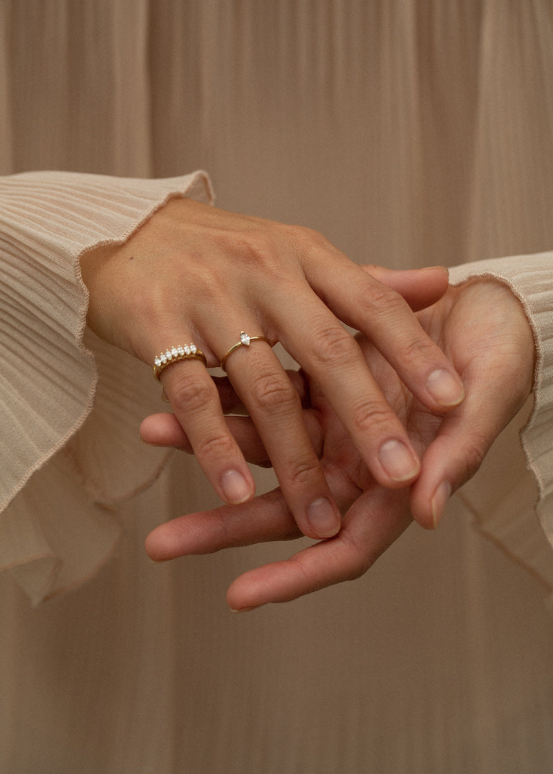 alt="Seven Marquise Ring with marquise diamond ring"
